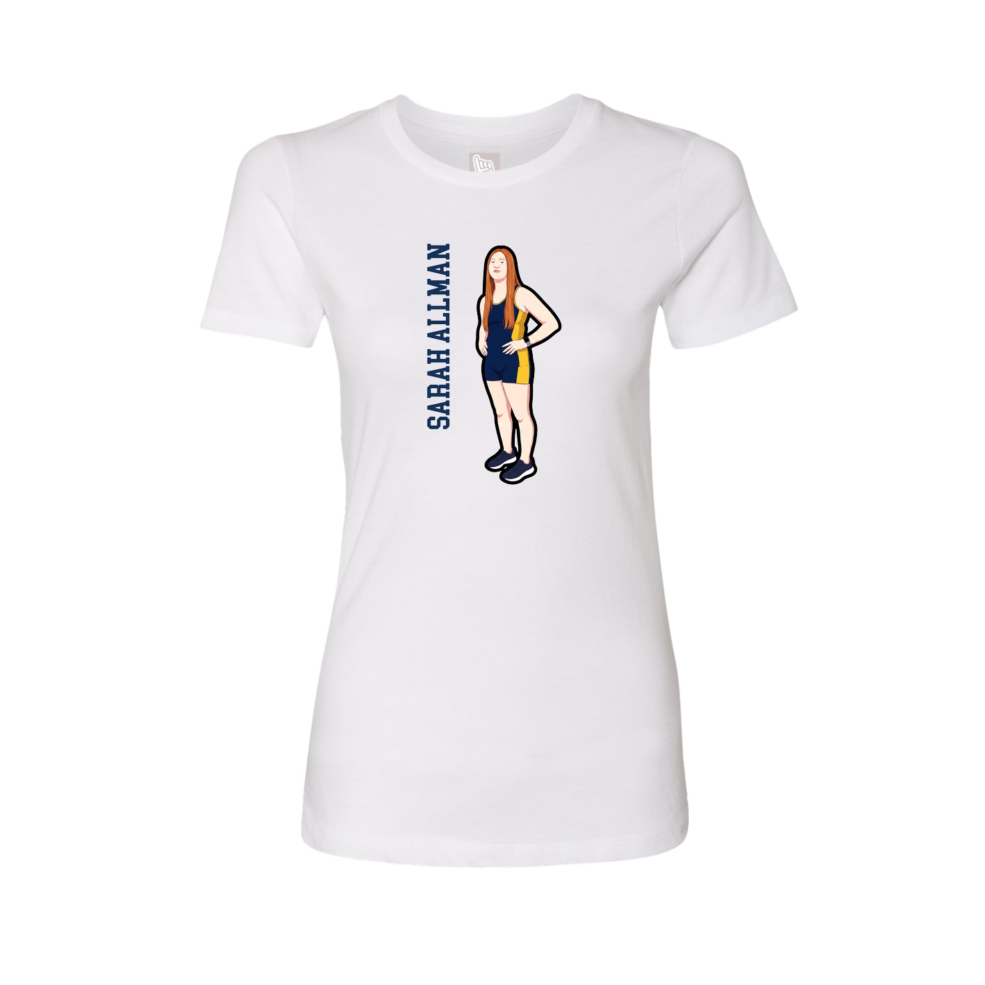 Fitted Women's Tee — Name Vertical in White
