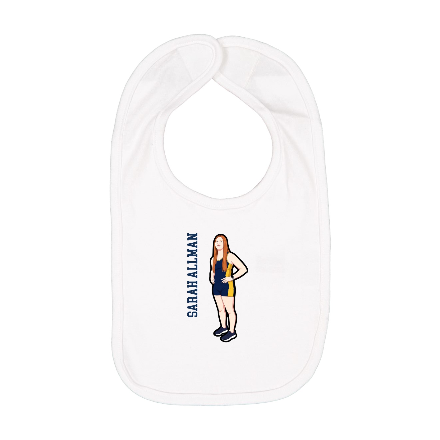 Infant Bib — Name Vertical in White