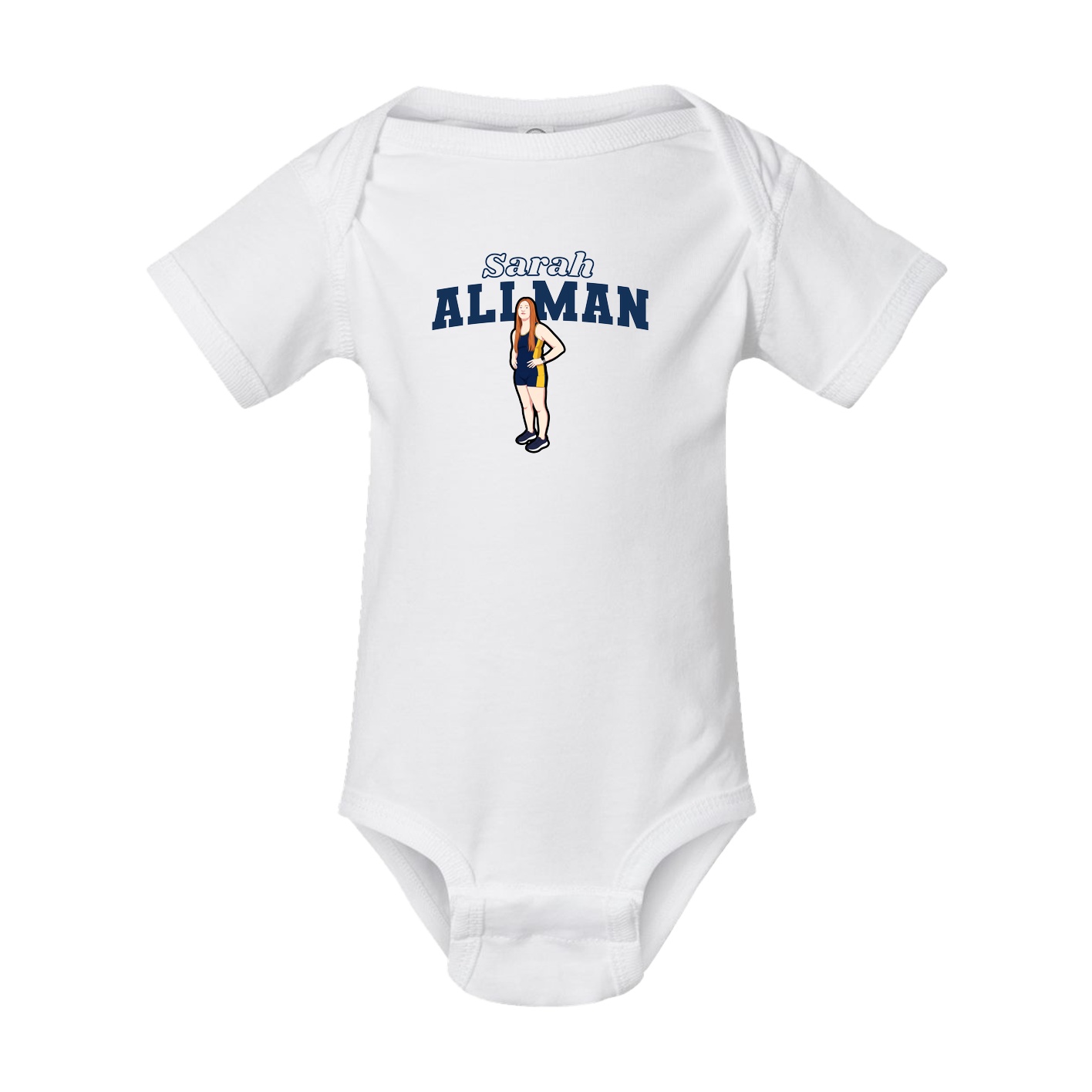 Baby Onesie — Name Arch in White