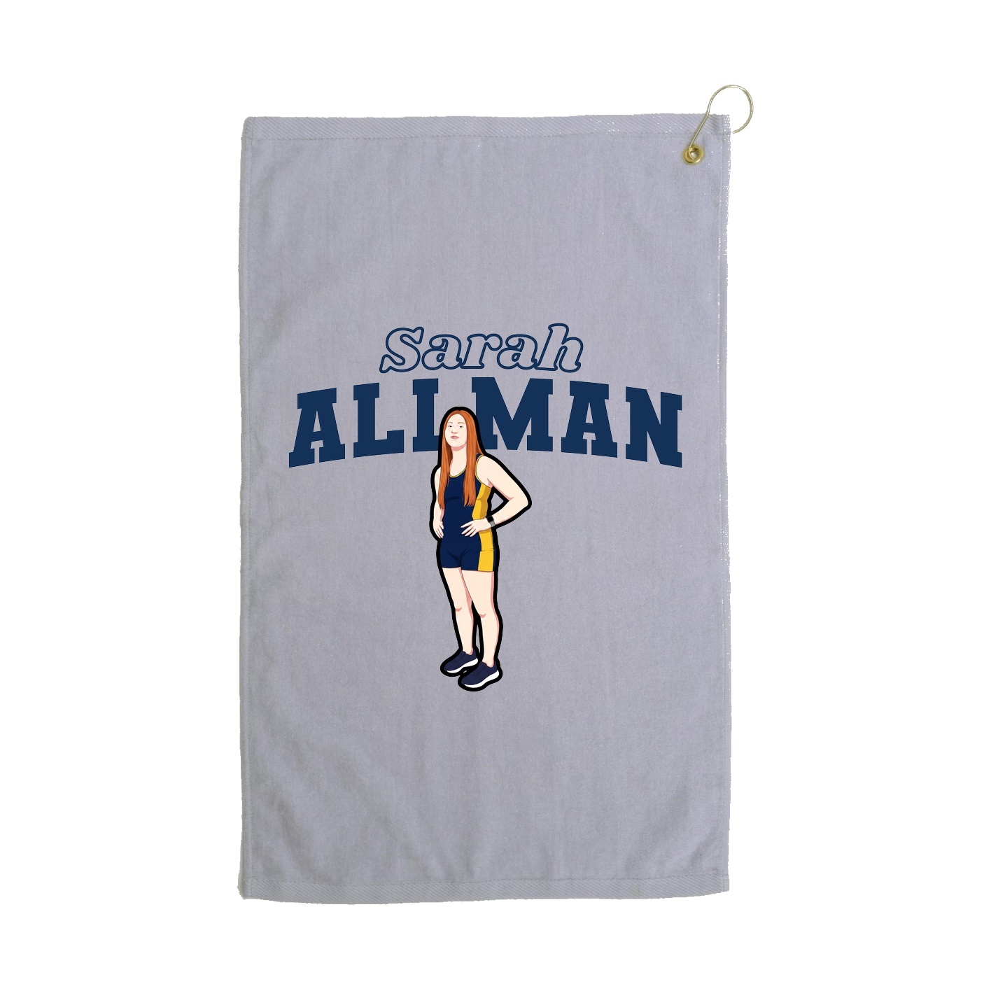 Golf Towel — Name Arch in Grey
