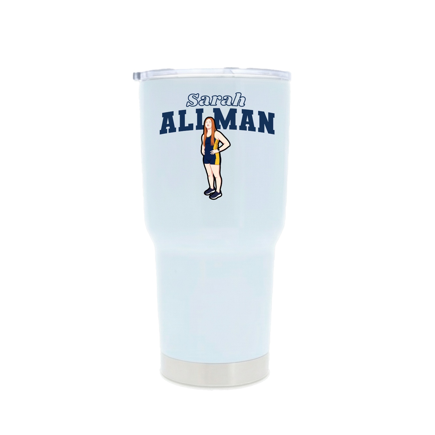 30oz Stainless Steel Tumbler — Name Arch in White