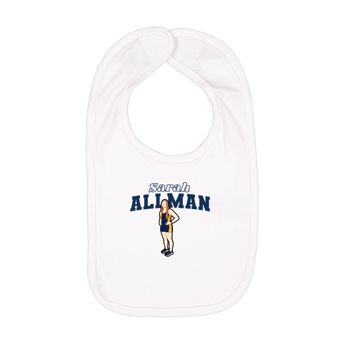 Infant Bib — Name Arch in White