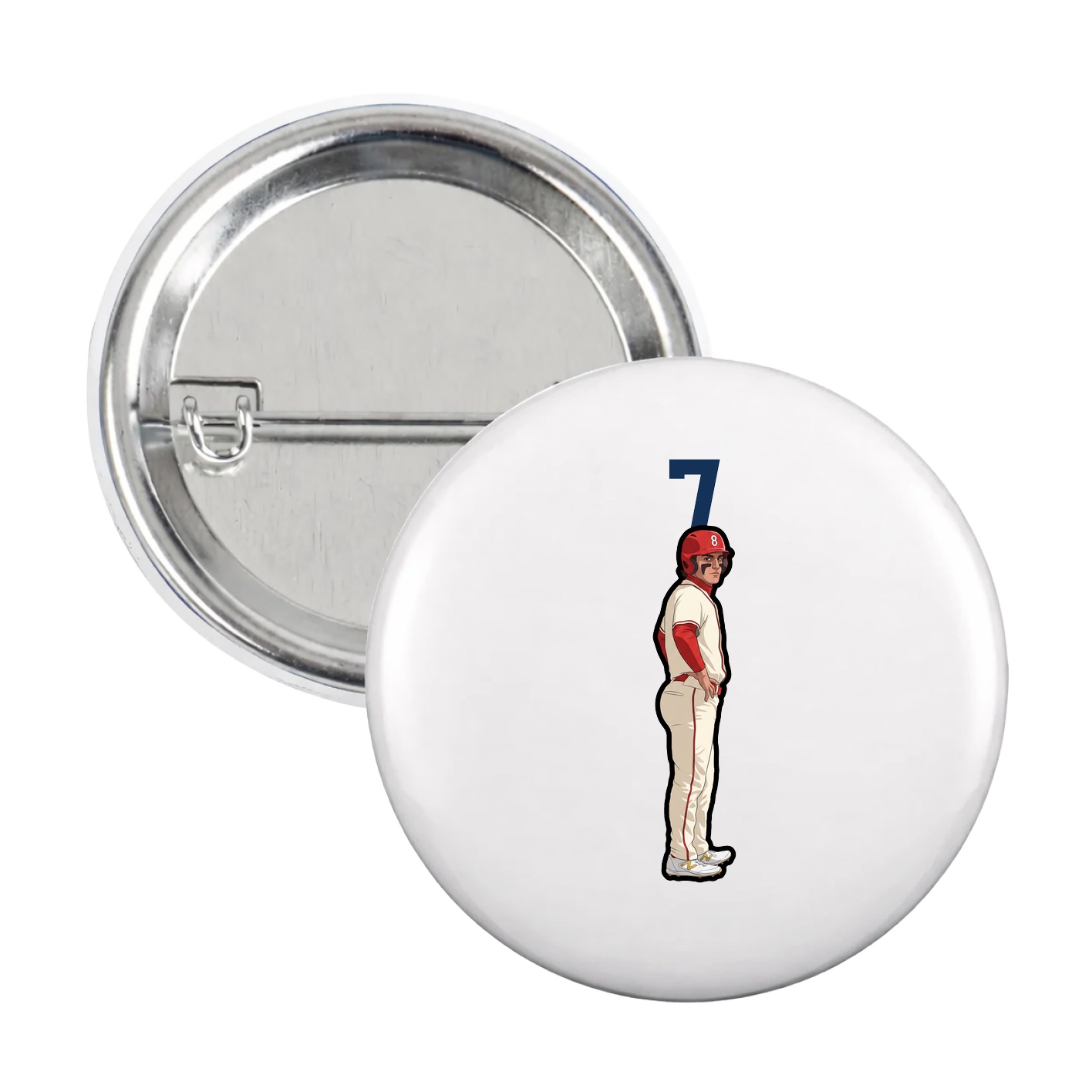 Game Day Button — Number Top in White