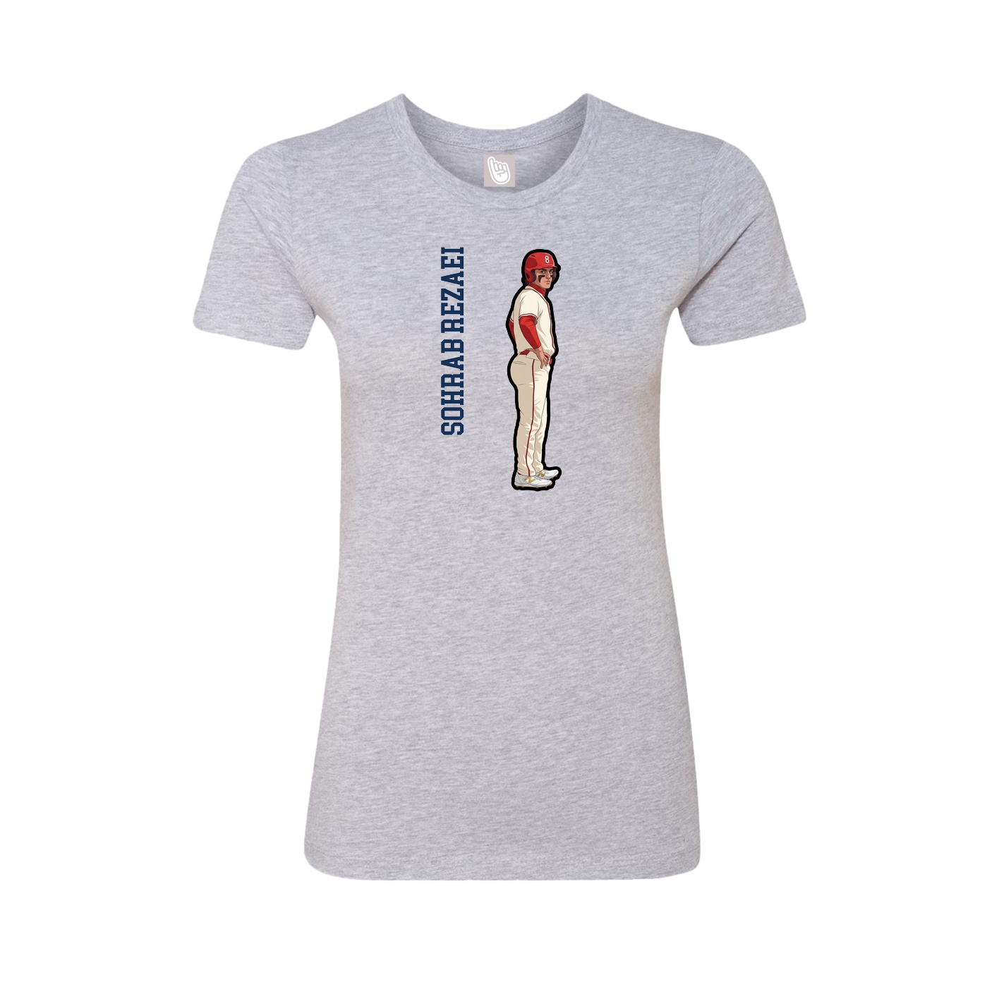 Fitted Women's Tee — Name Vertical in Grey