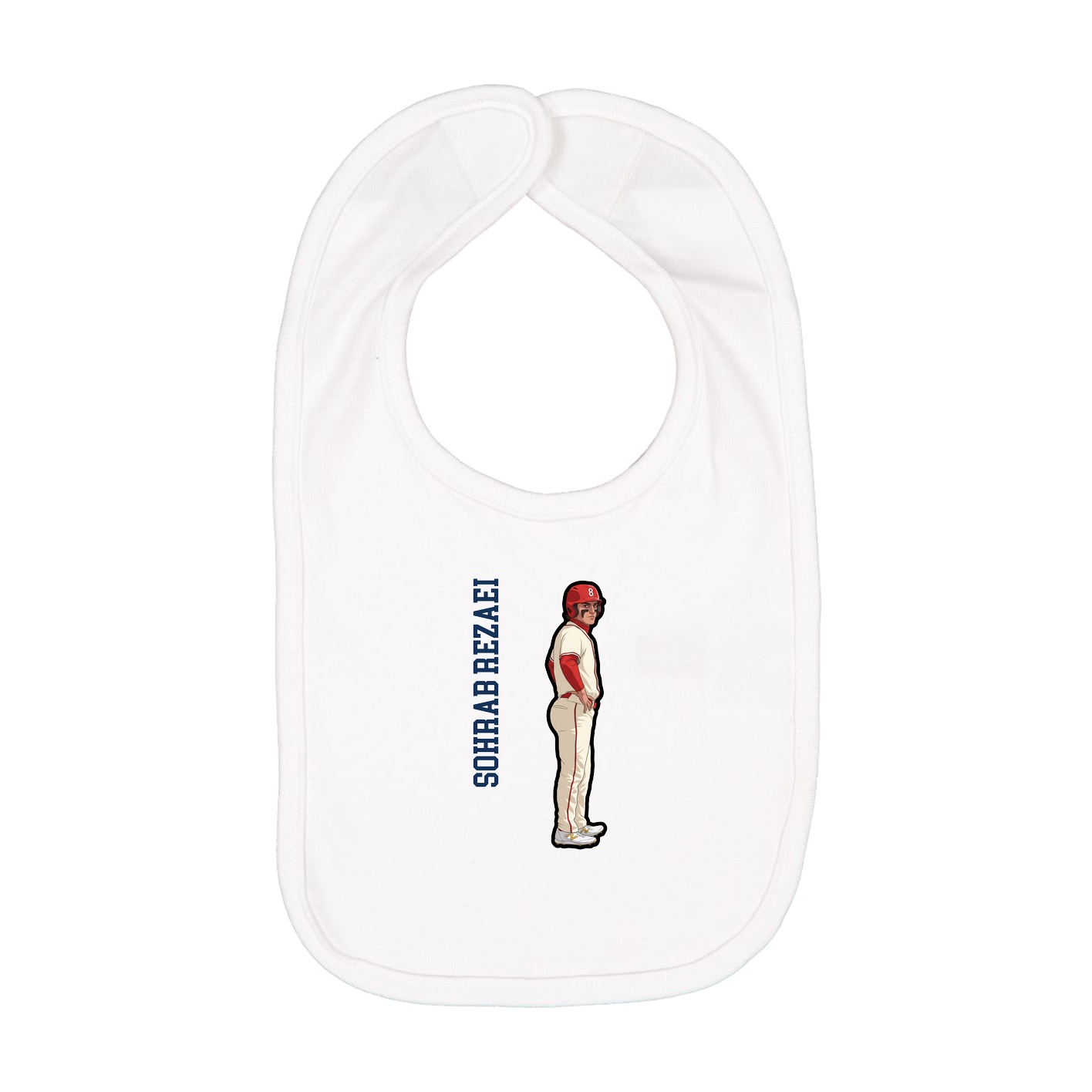 Infant Bib — Name Vertical in White