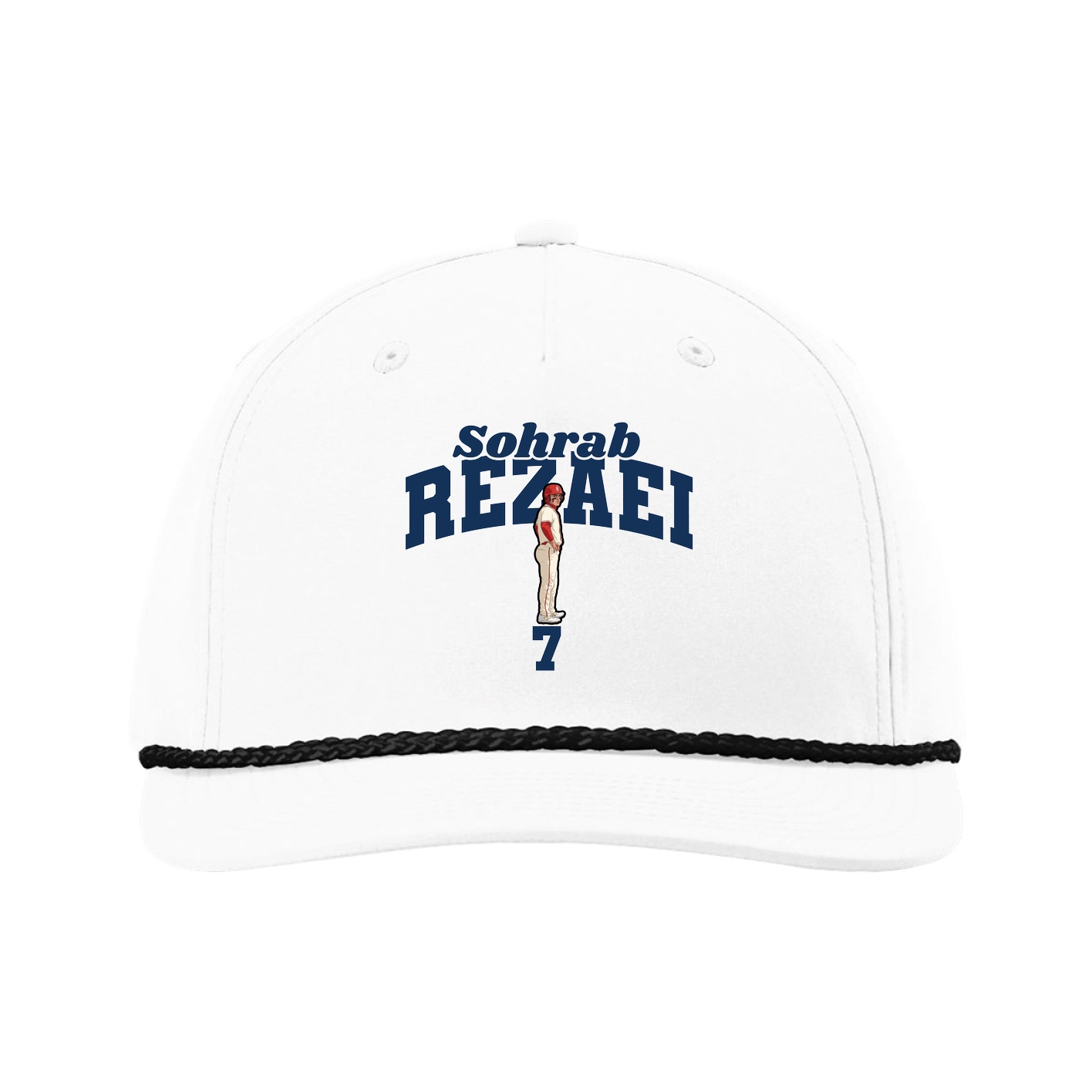 Five-Panel Classic Rope Cap — Signature Arch in White