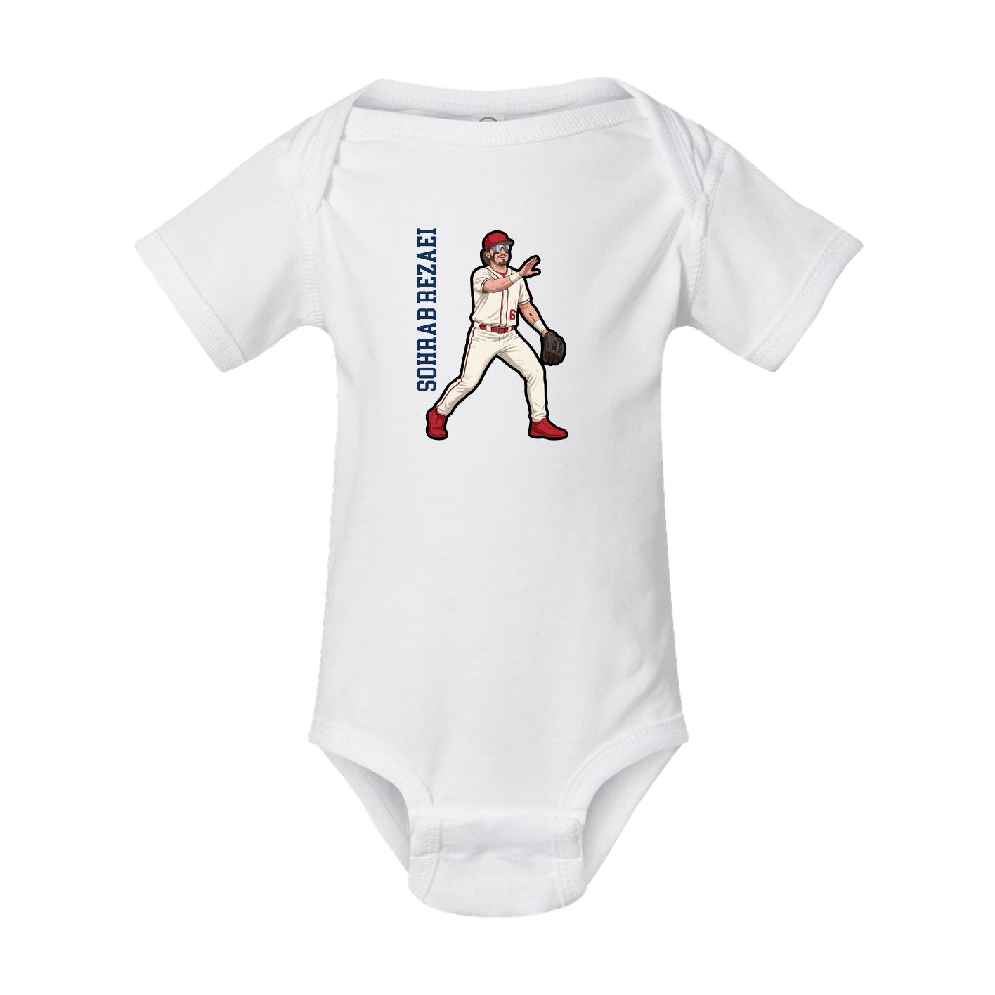 Baby Onesie — Name Vertical in White