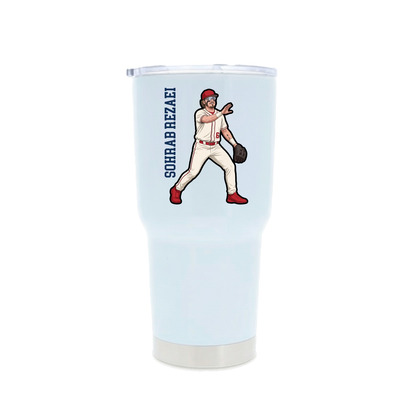 30oz Stainless Steel Tumbler — Name Vertical in White