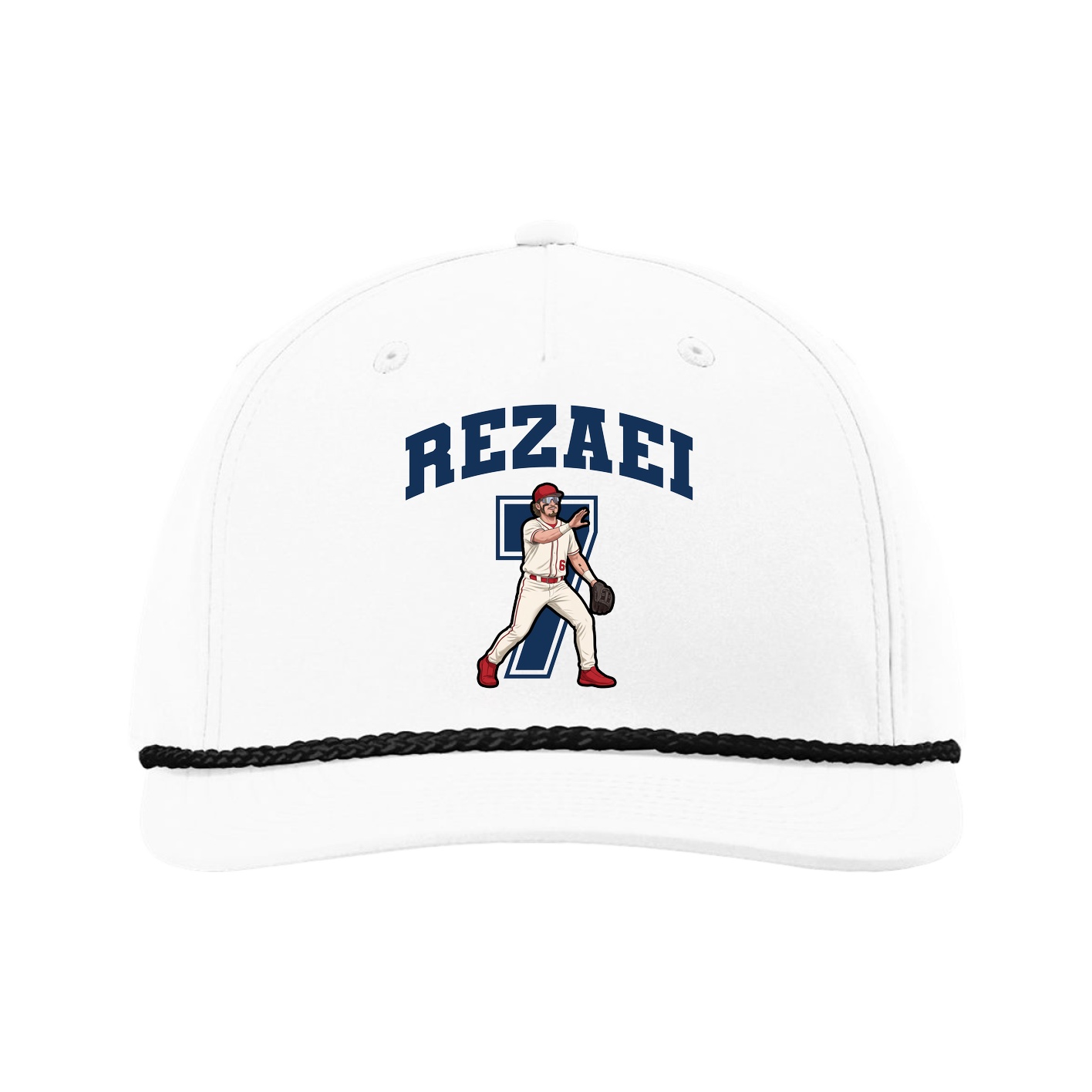 Five-Panel Classic Rope Cap — Number in White