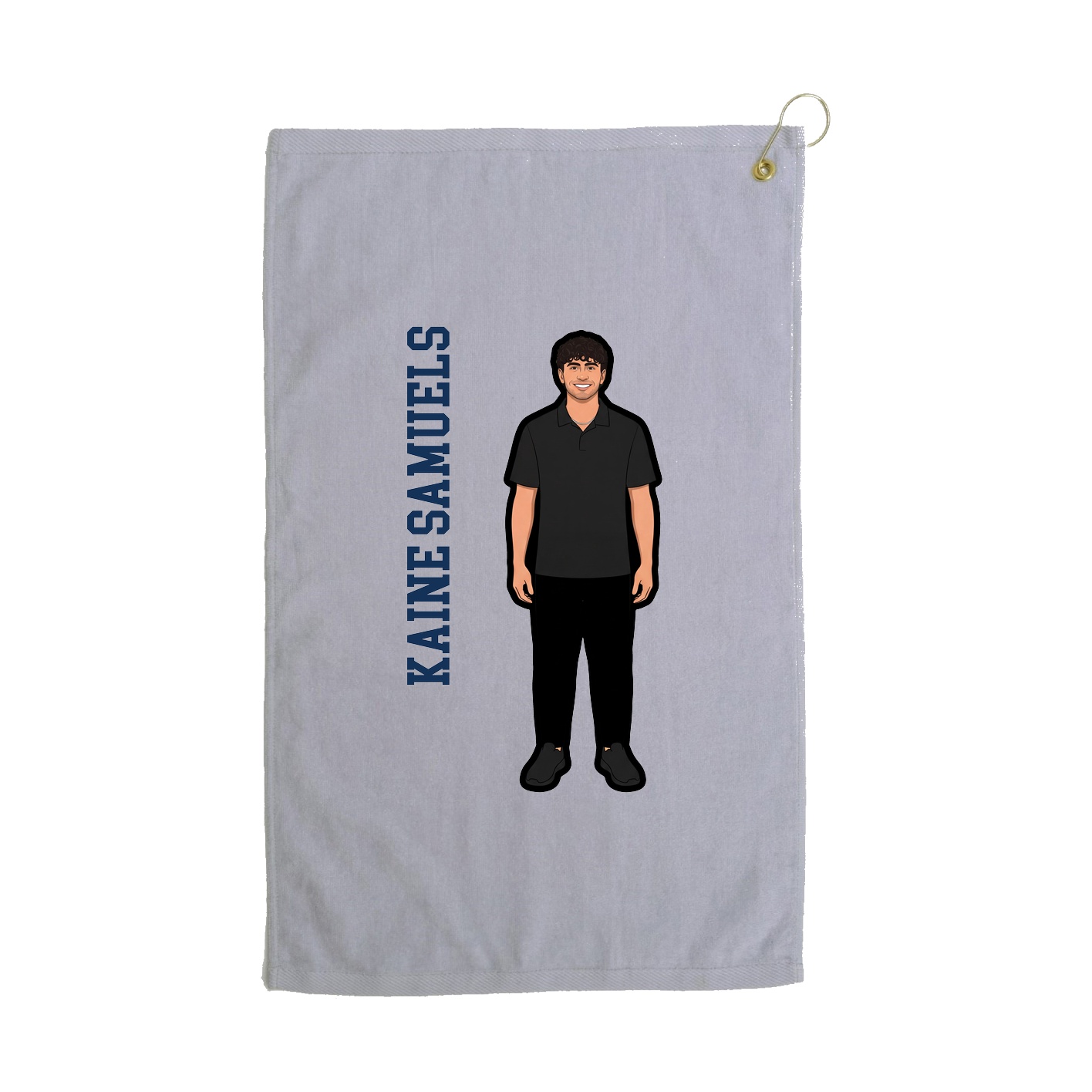 Golf Towel — Name Vertical in Grey
