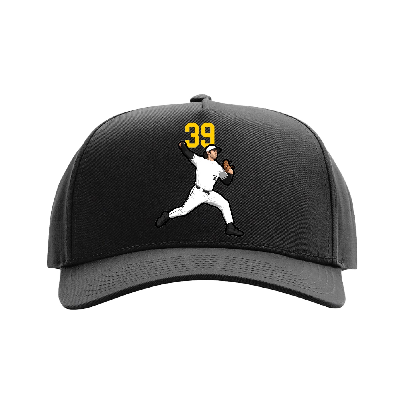 Full Fabric Five-Panel Champ Cap — Number Top in Black
