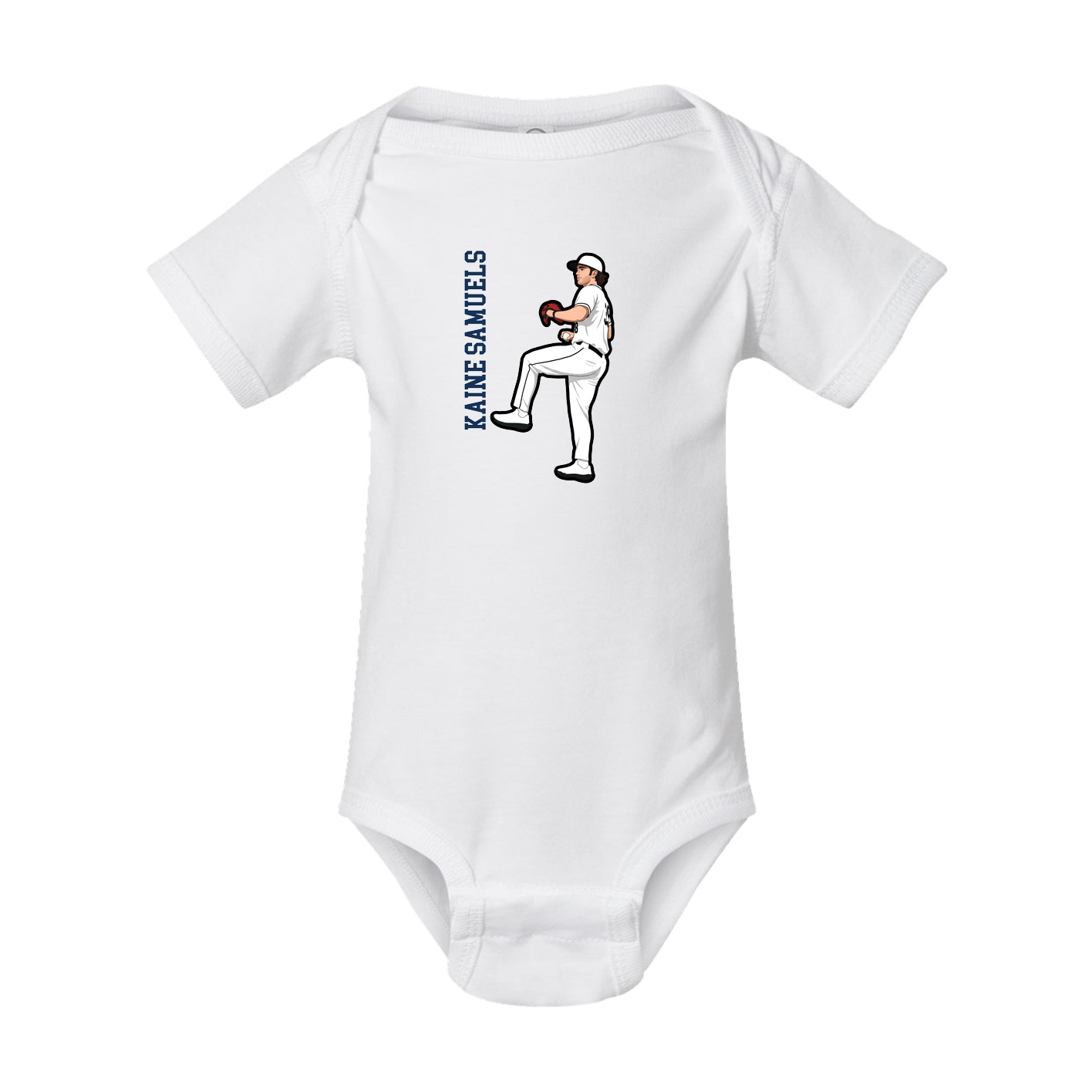 Baby Onesie — Name Vertical in White