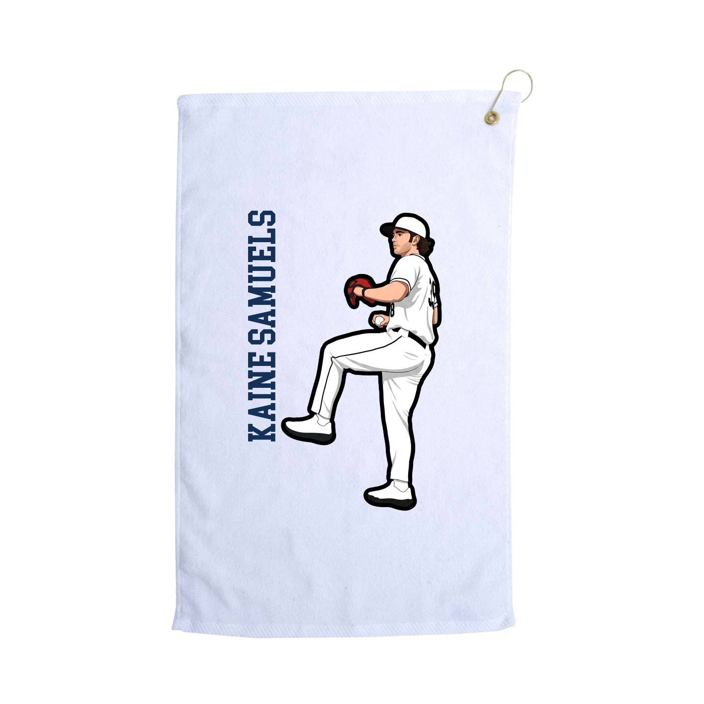 Golf Towel — Name Vertical in White