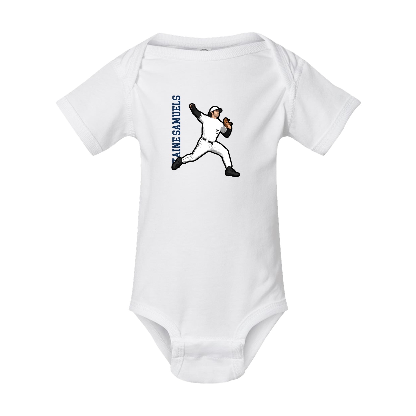 Baby Onesie — Name Vertical in White