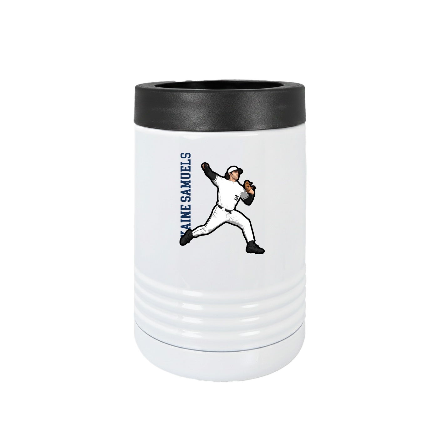 Beverage Holder — Name Vertical in White