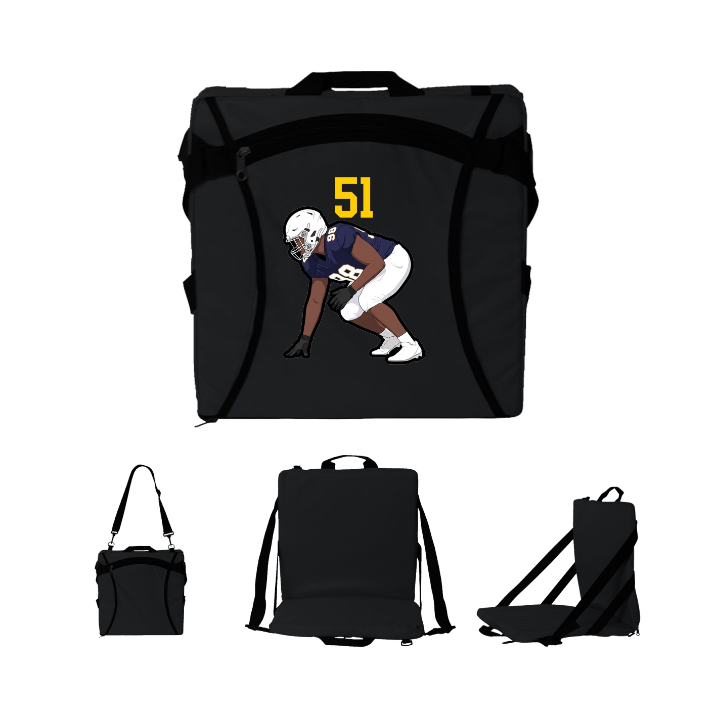 Folding Stadium Seat — Number Top in Black