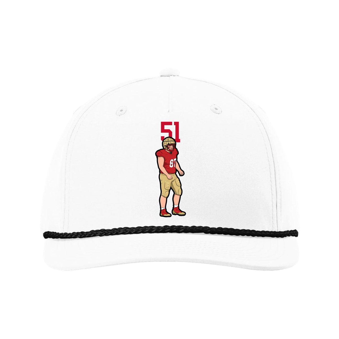 Five-Panel Classic Rope Cap — Number Top in White