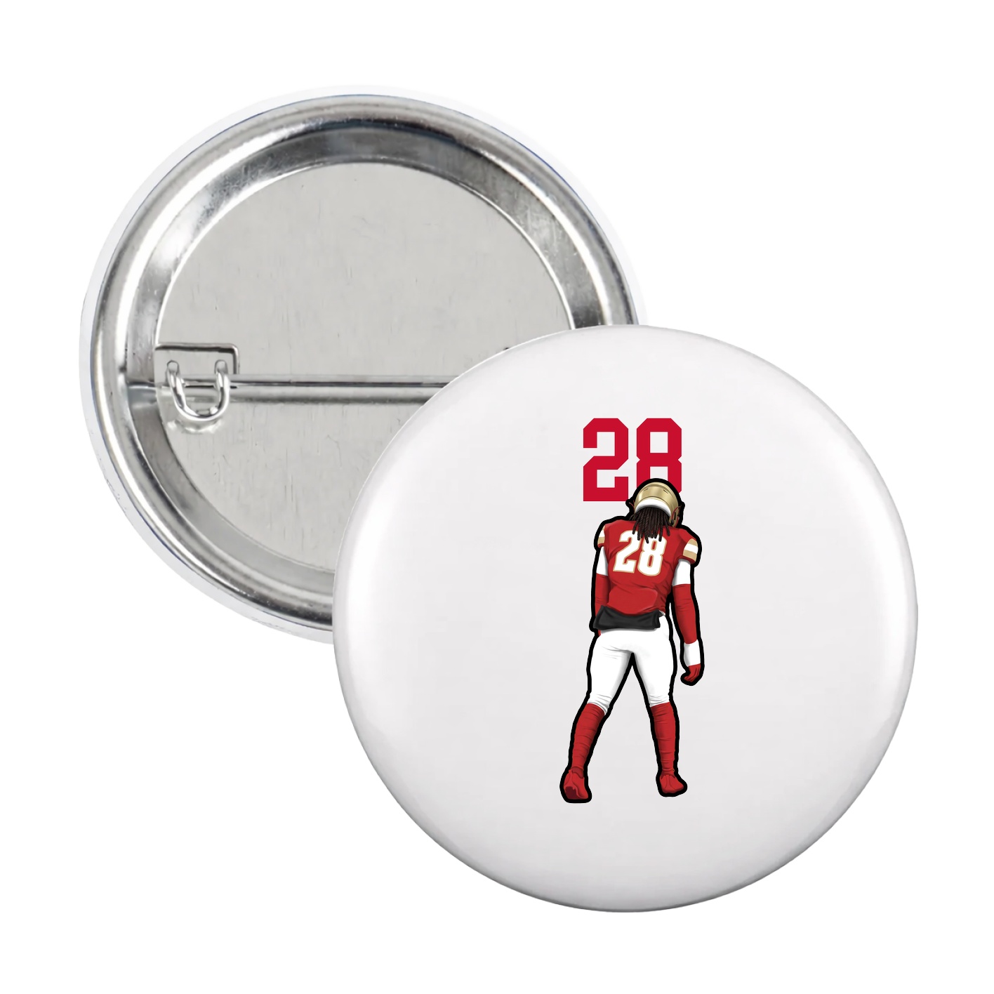 Game Day Button — Number Top in White