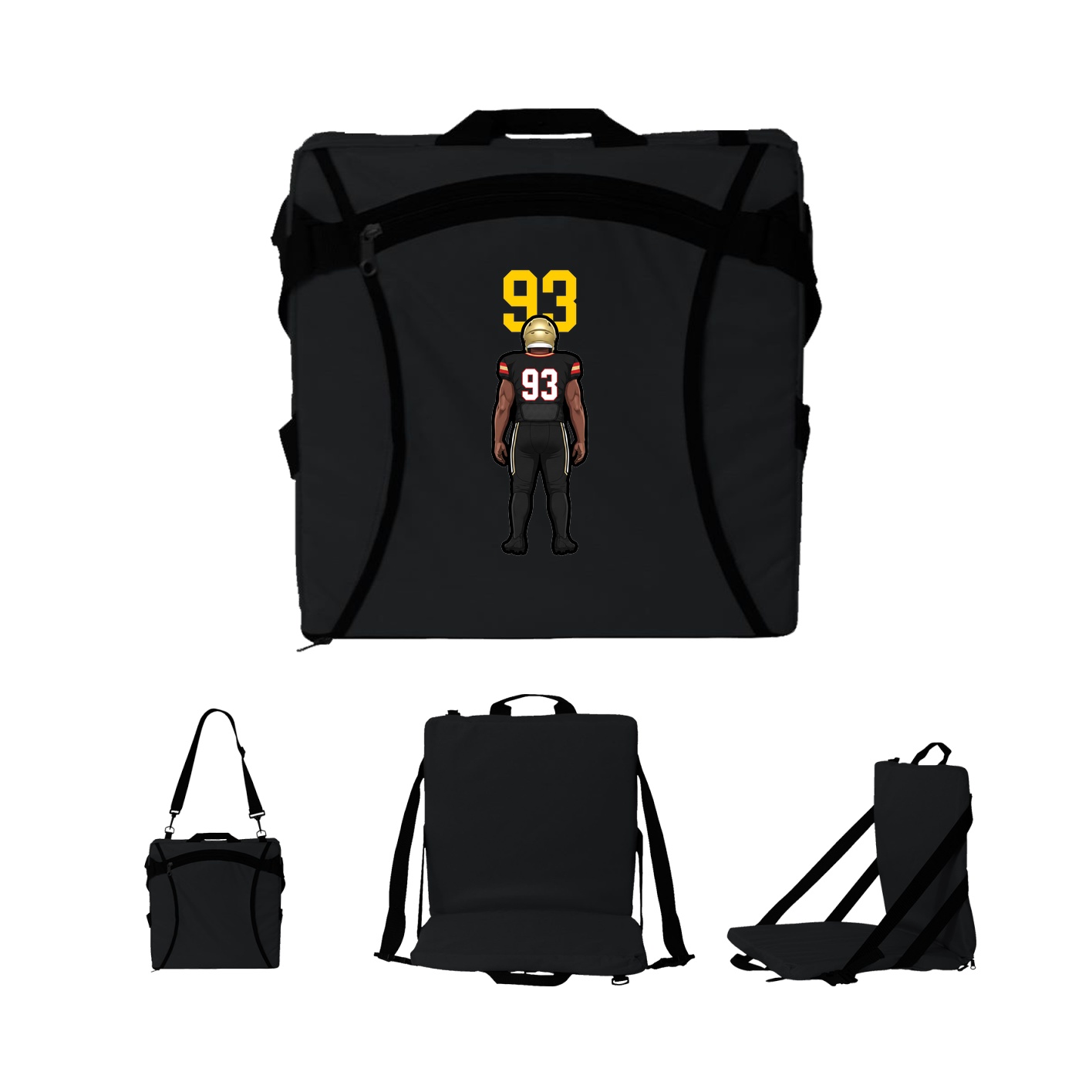 Folding Stadium Seat — Number Top in Black
