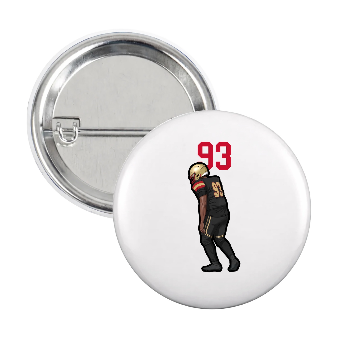 Game Day Button — Number Top in White