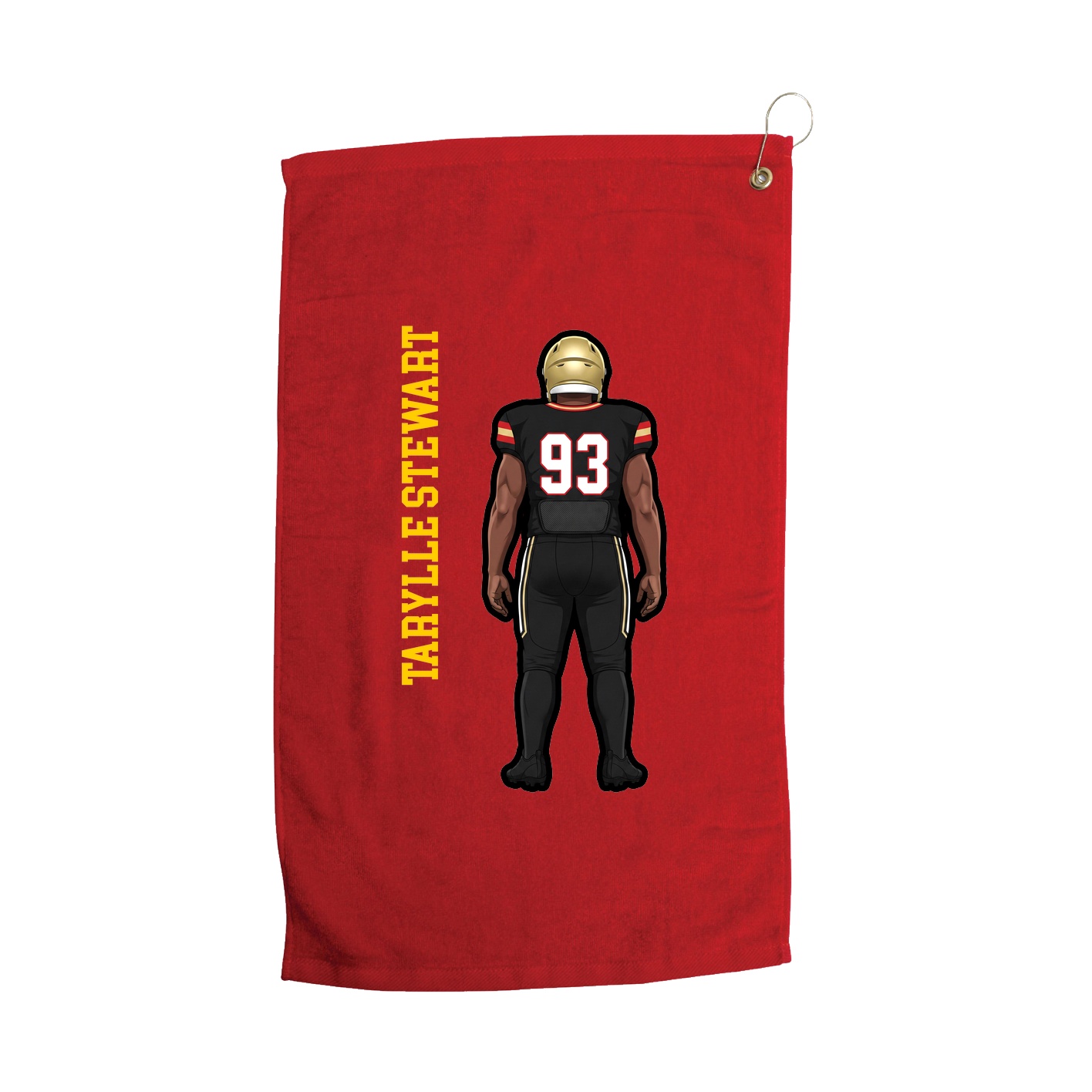 Golf Towel — Name Vertical in Red