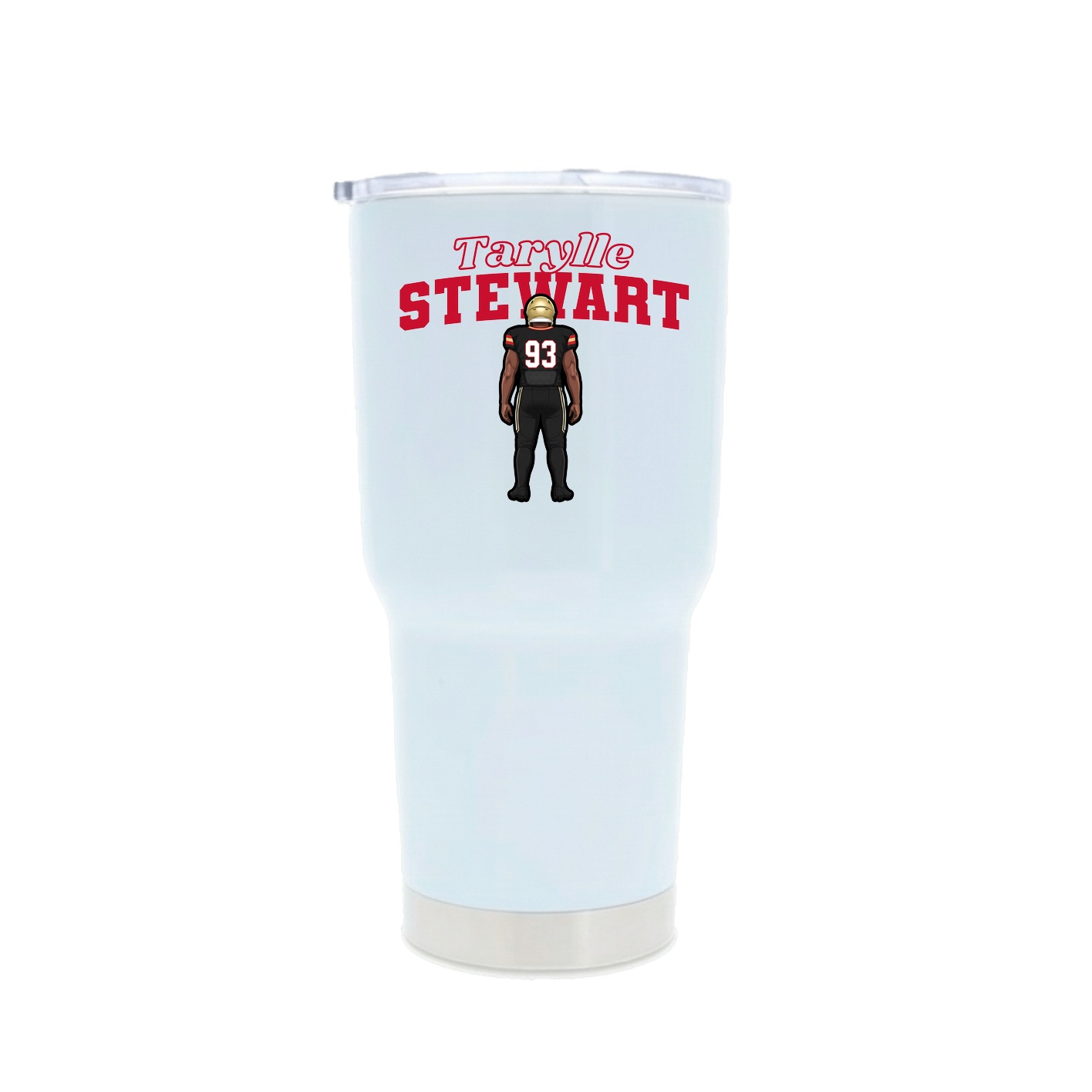 30oz Stainless Steel Tumbler — Name Arch in White