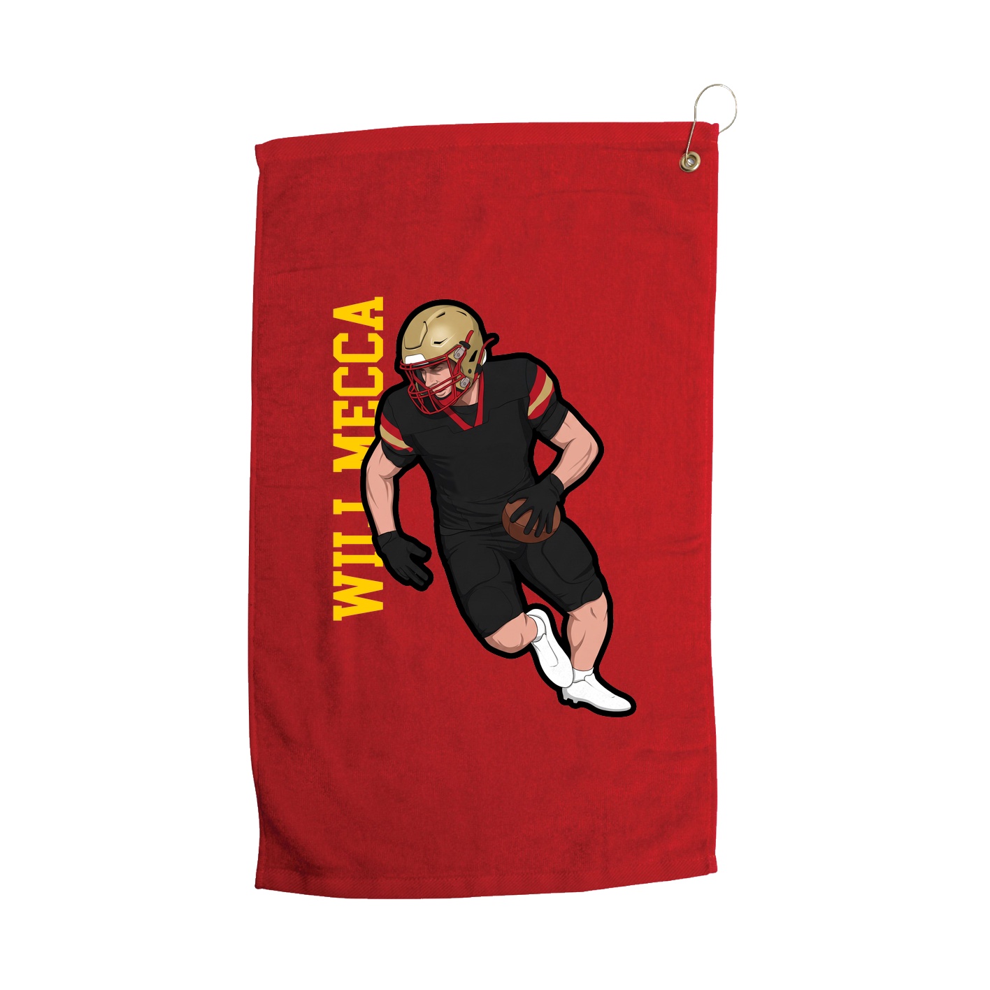 Golf Towel — Name Vertical in Red