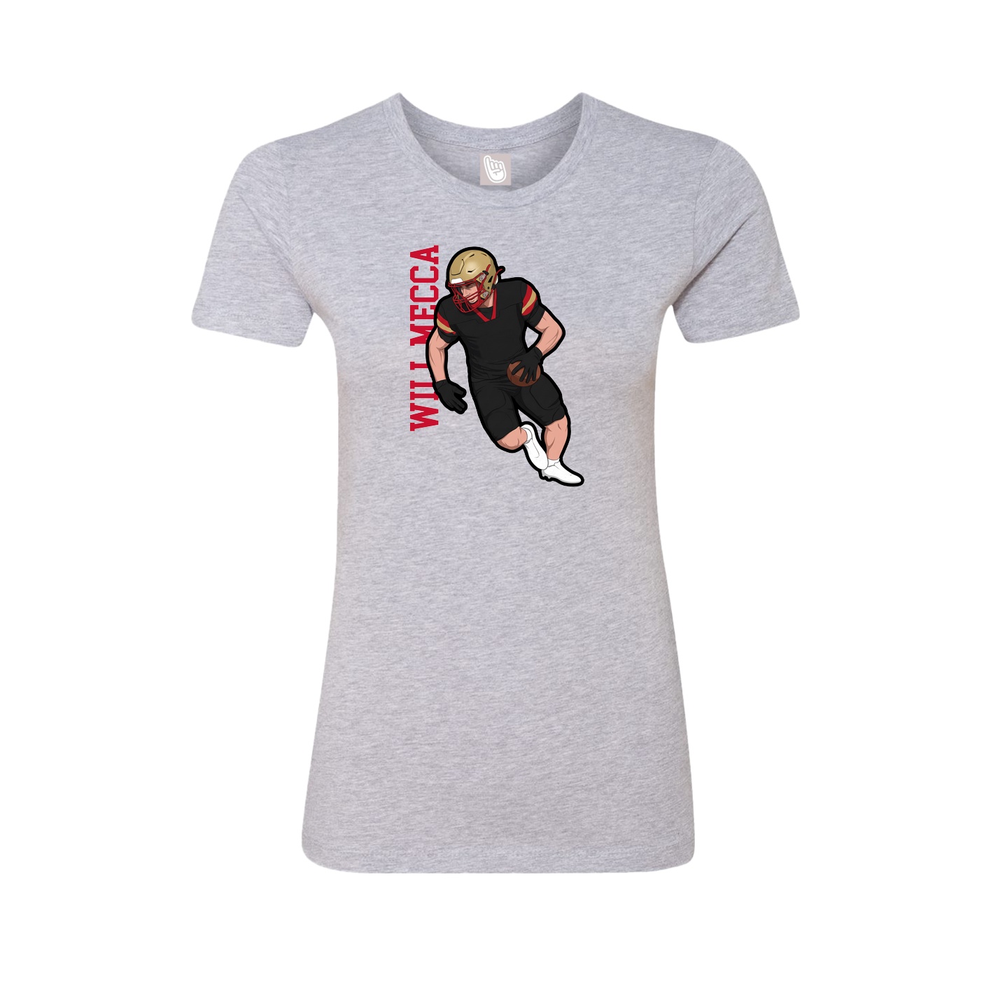 Fitted Women's Tee — Name Vertical in Grey