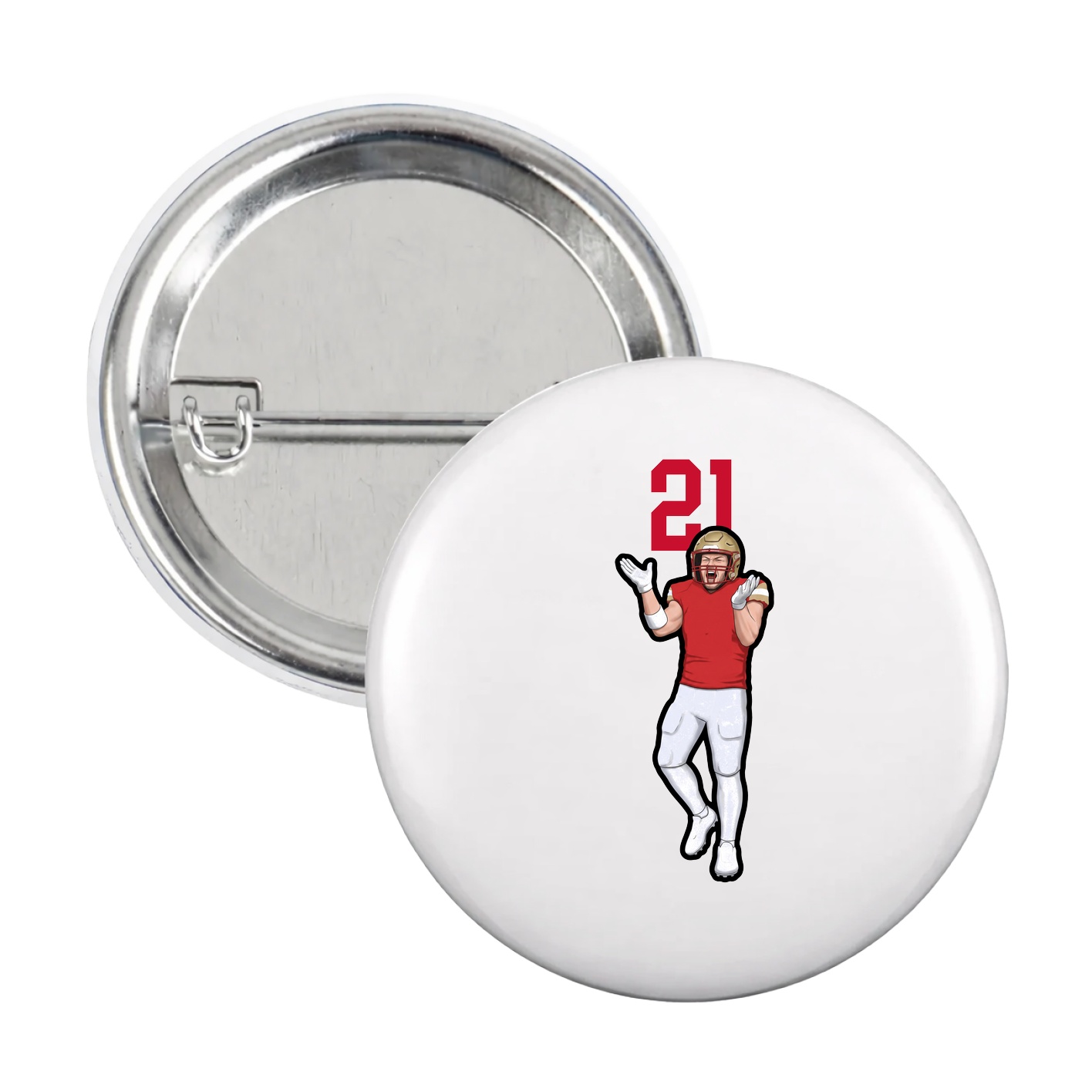 Game Day Button — Number Top in White