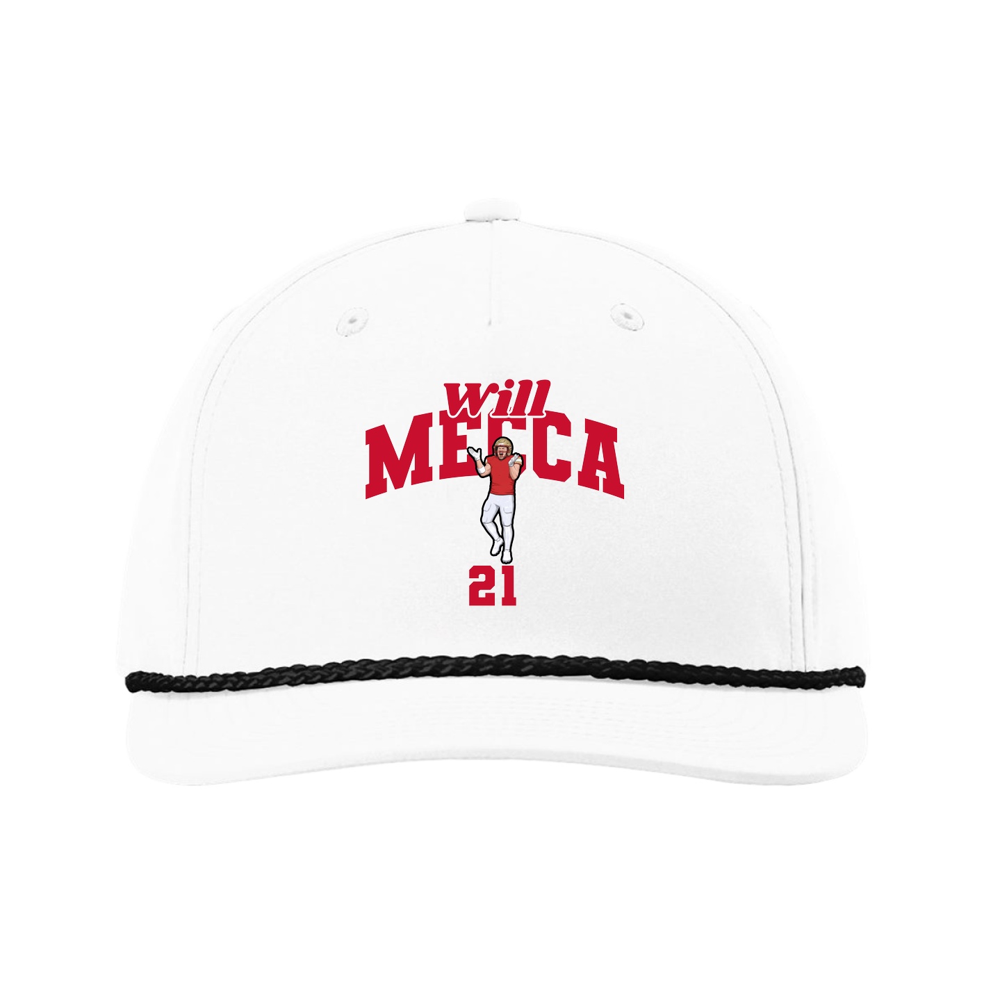 Five-Panel Classic Rope Cap — Signature Arch in White
