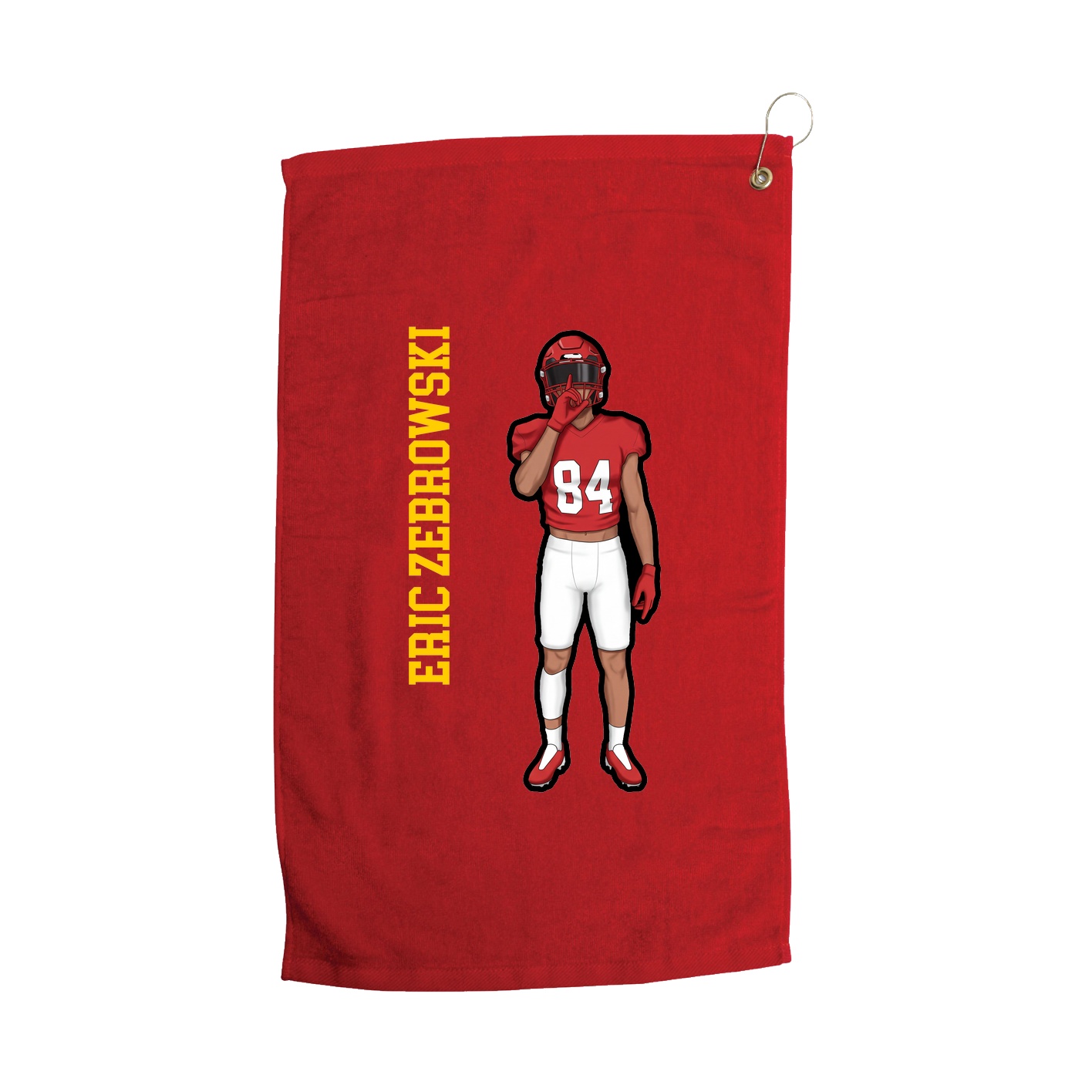 Golf Towel — Name Vertical in Red