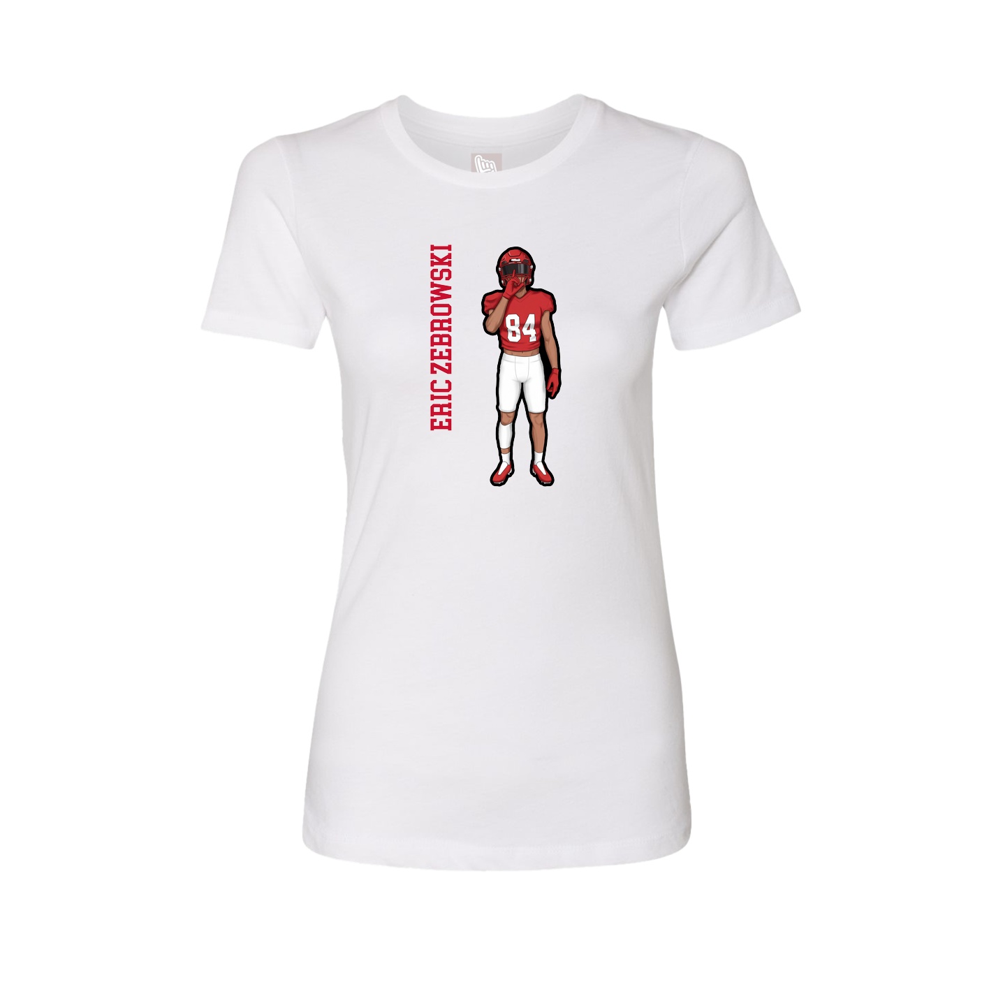 Fitted Women's Tee — Name Vertical in White