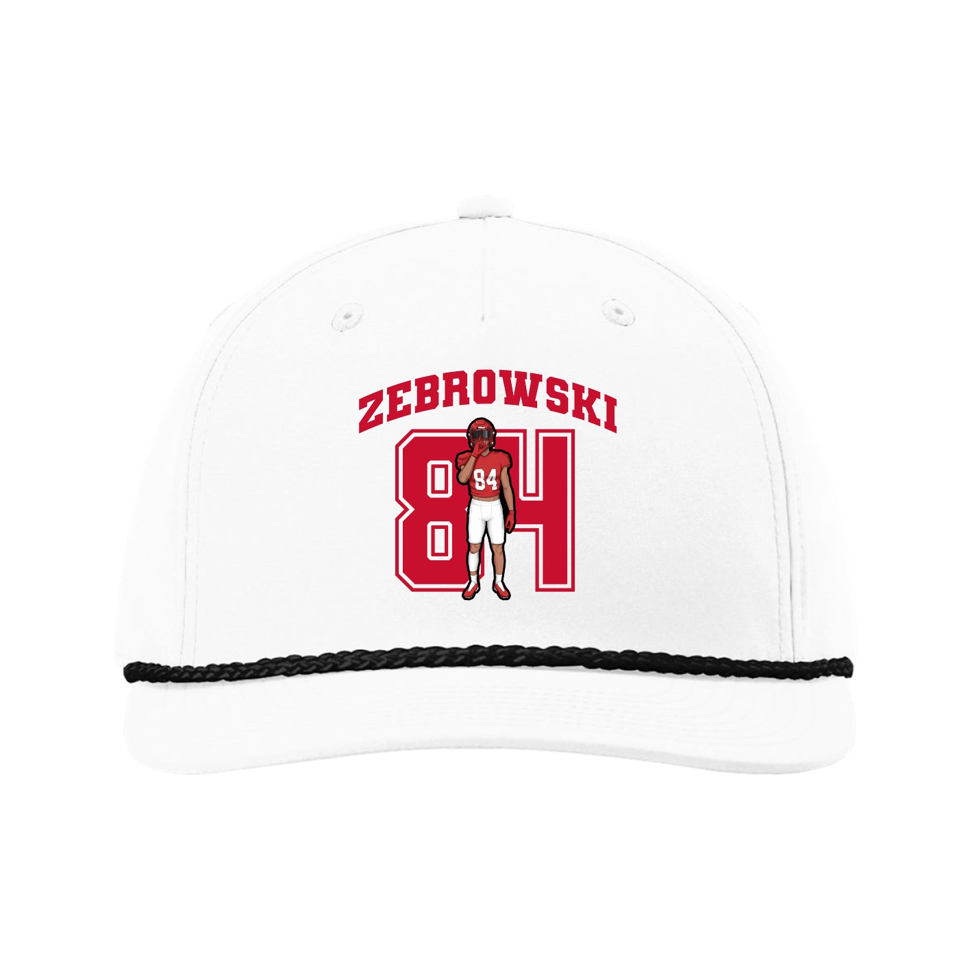 Five-Panel Classic Rope Cap — Number in White