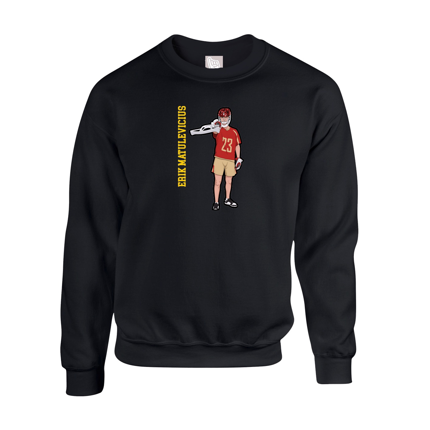 Fleece Crew — Name Vertical in Black
