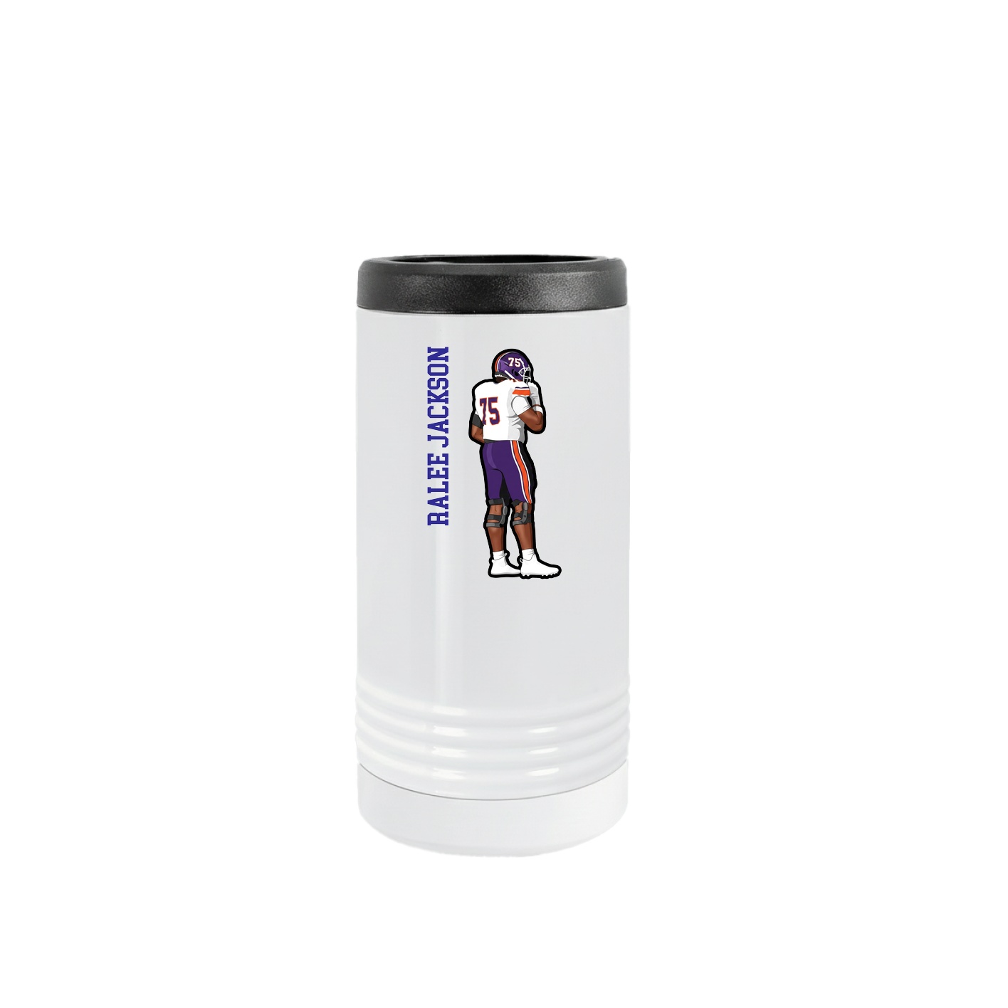 Slim Beverage Holder — Name Vertical in White