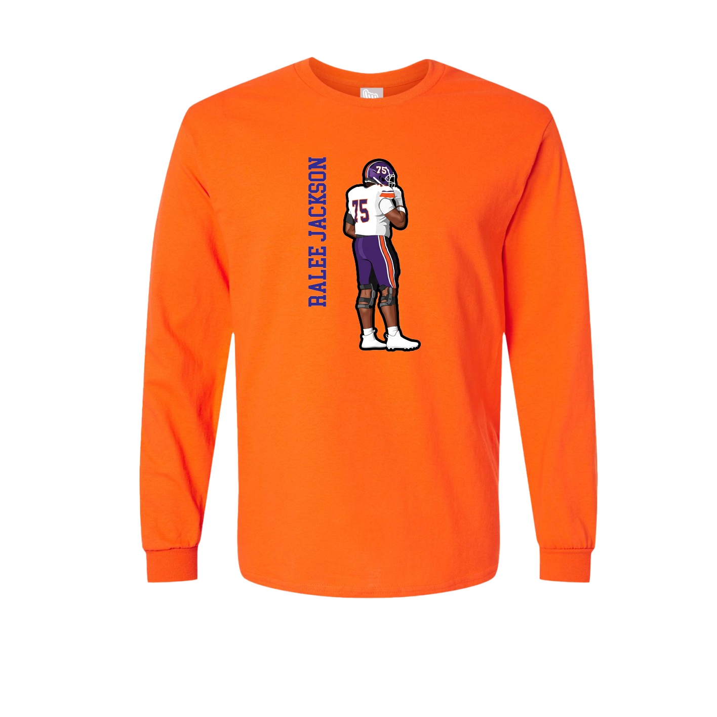 Long Sleeve Tee — Name Vertical in Orange