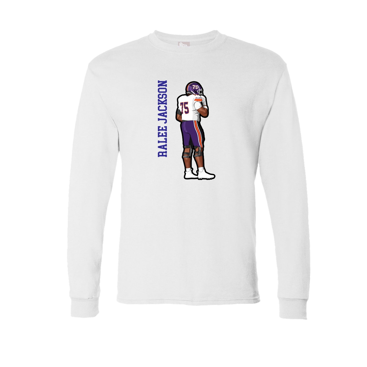 Long Sleeve Tee — Name Vertical in White