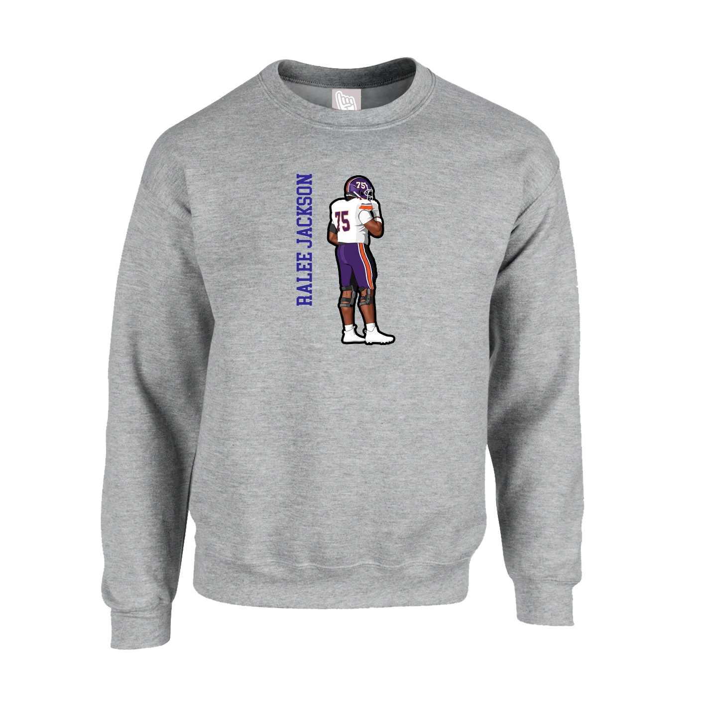 Fleece Crew — Name Vertical in Grey