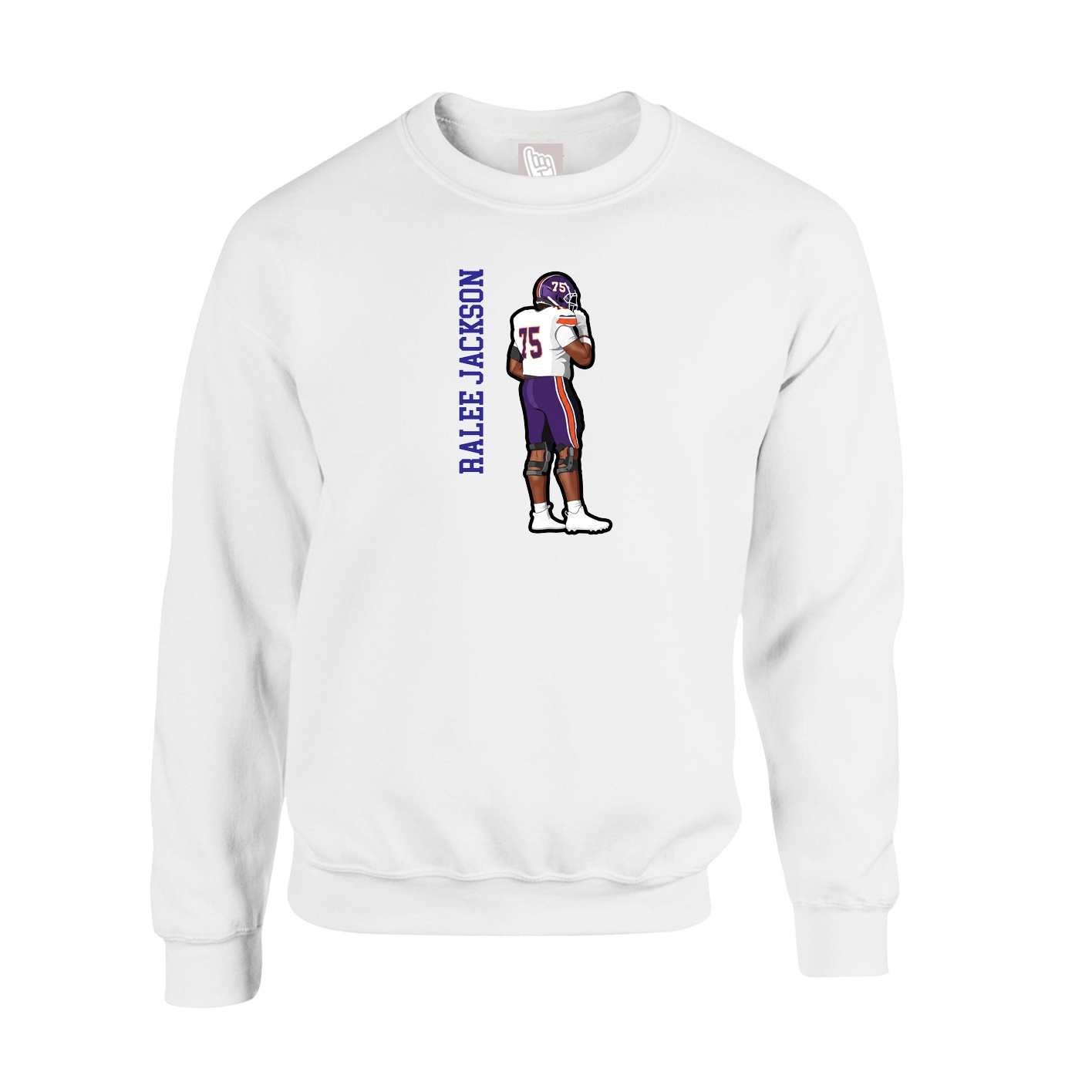 Fleece Crew — Name Vertical in White