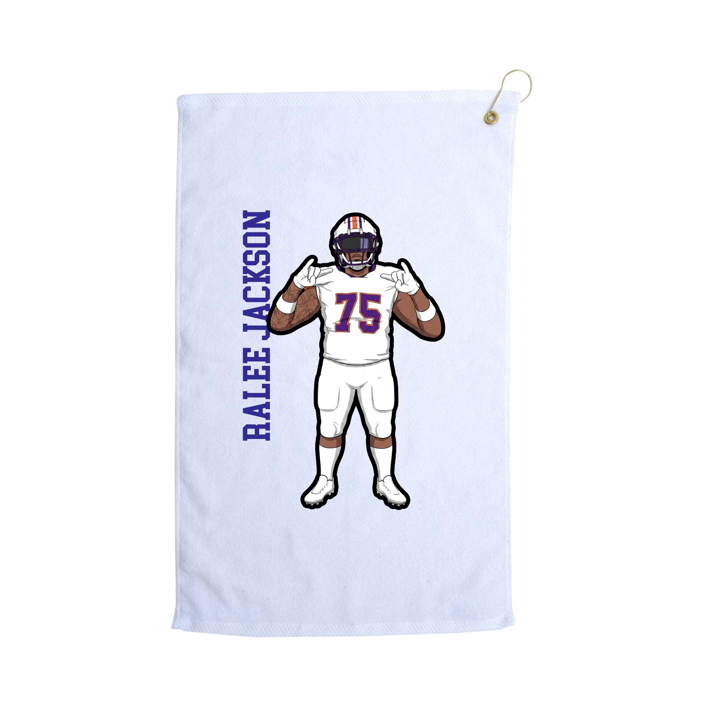 Golf Towel — Name Vertical in White