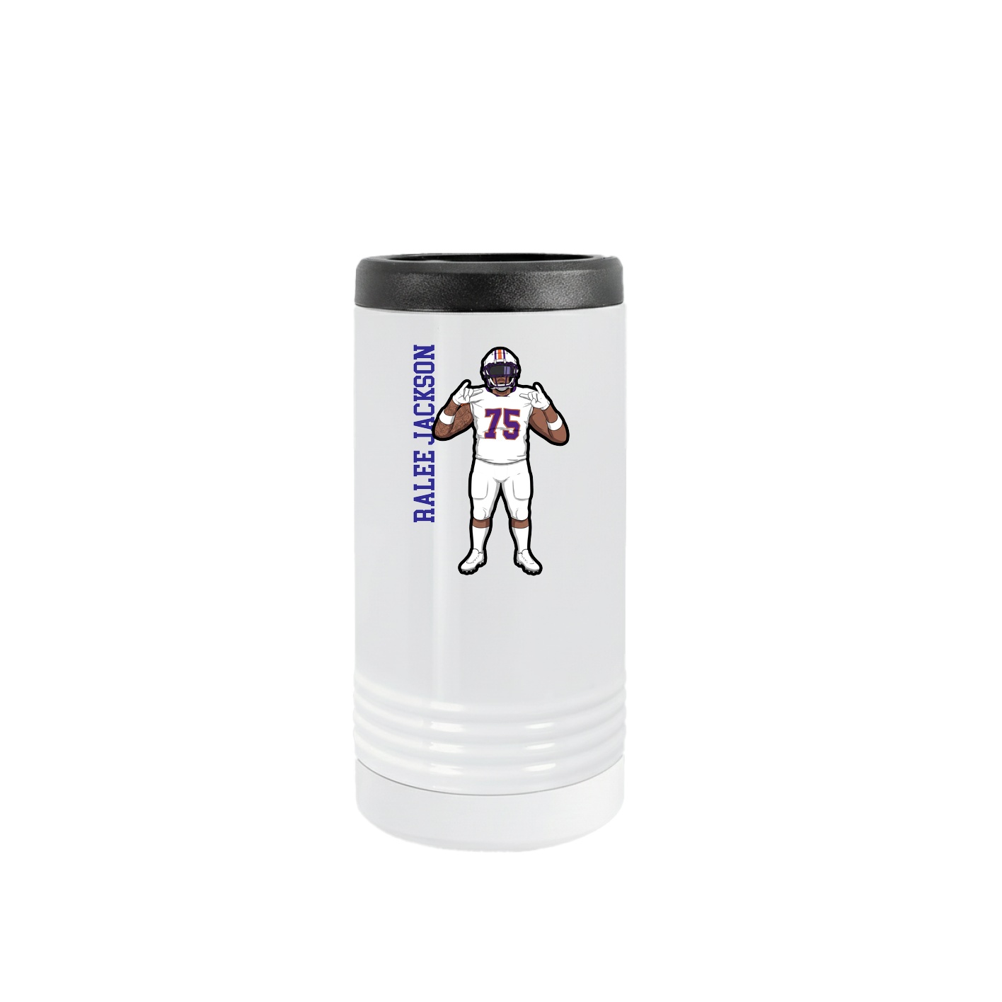 Slim Beverage Holder — Name Vertical in White