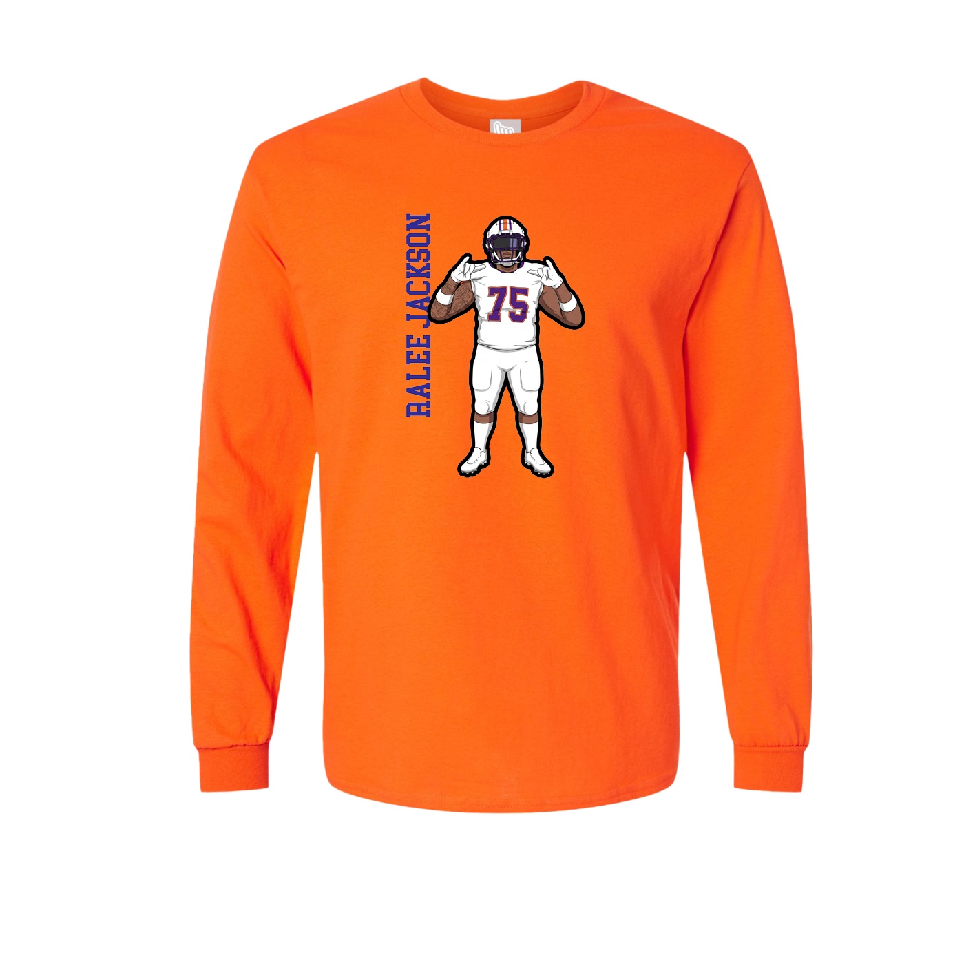 Long Sleeve Tee — Name Vertical in Orange