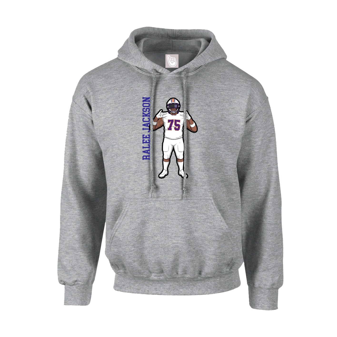 Youth Hoodie — Name Vertical in Grey