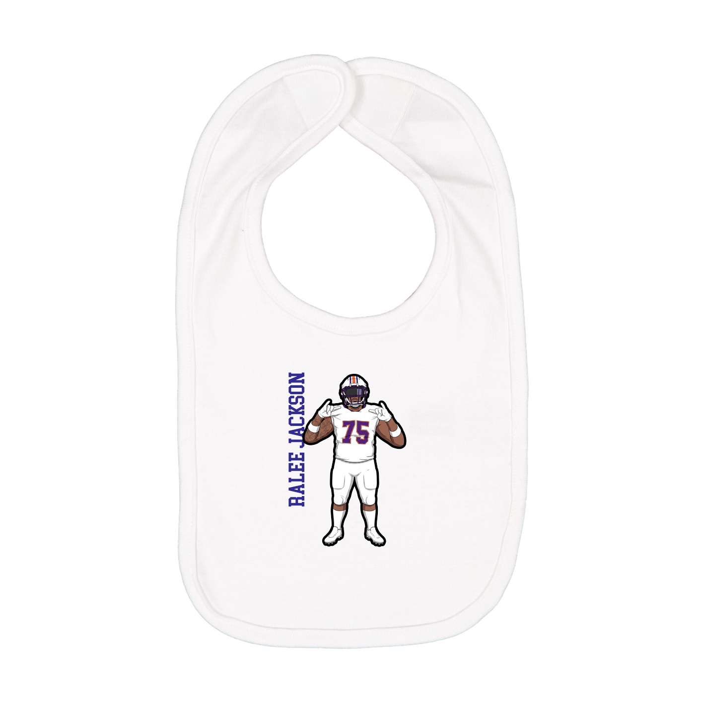 Infant Bib — Name Vertical in White