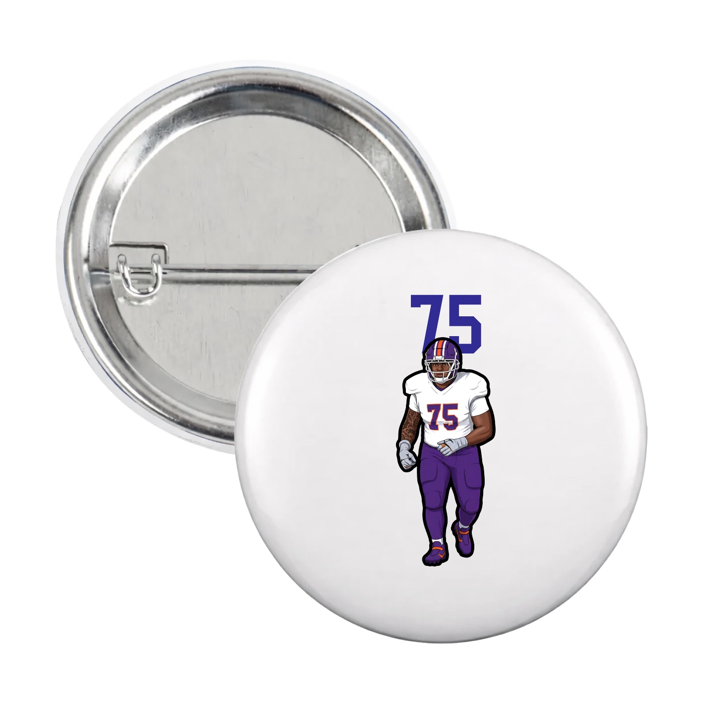 Game Day Button — Number Top in White