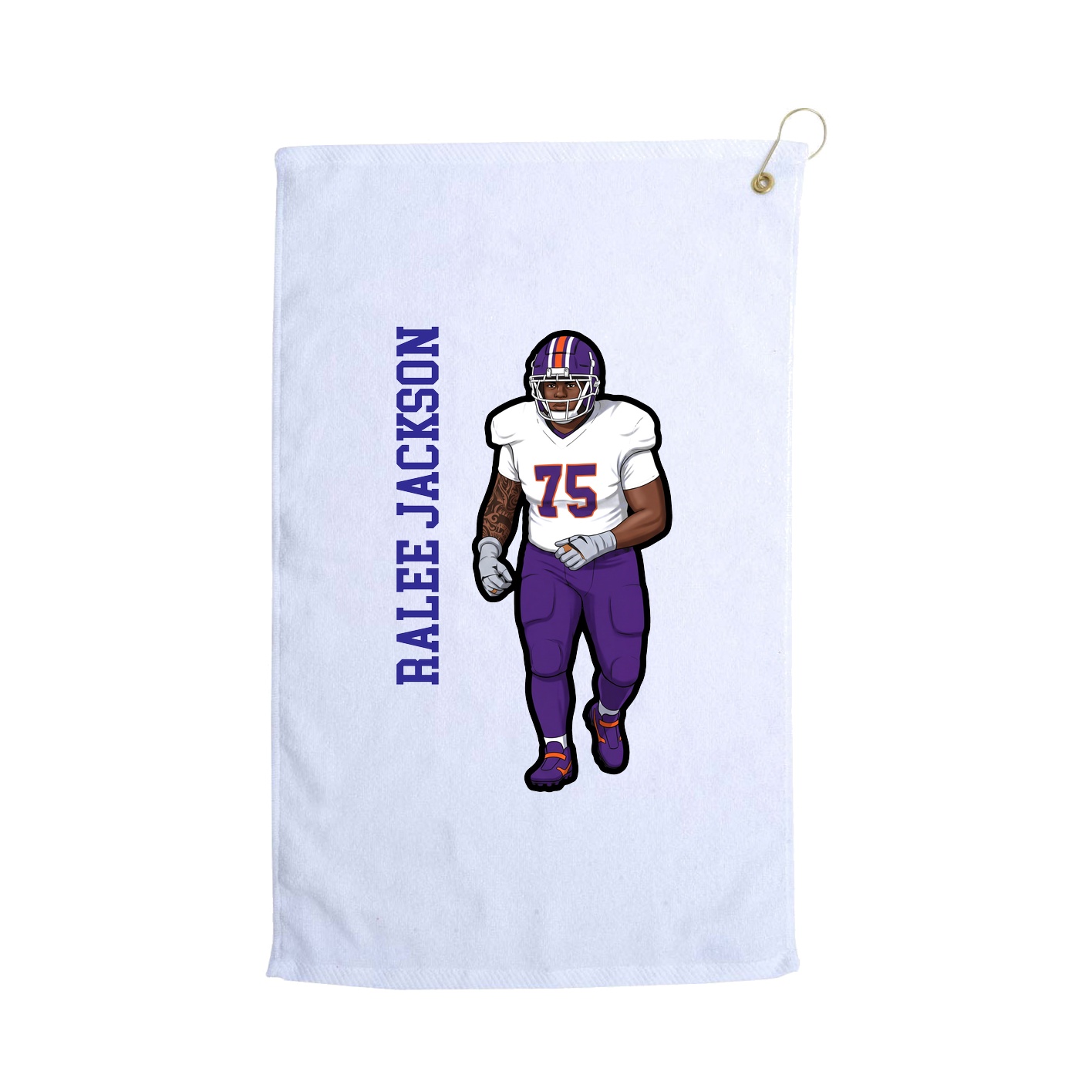 Golf Towel — Name Vertical in White
