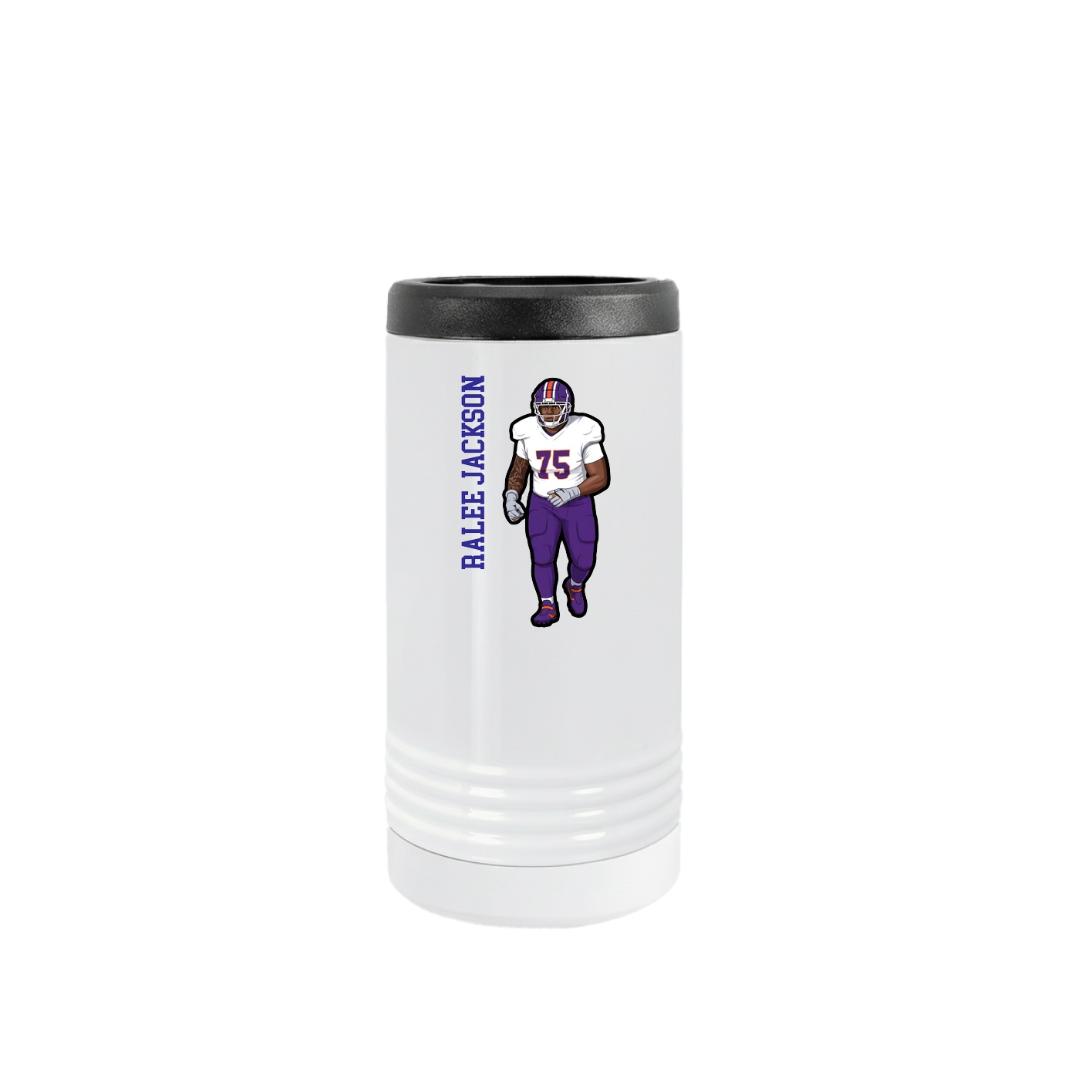 Slim Beverage Holder — Name Vertical in White