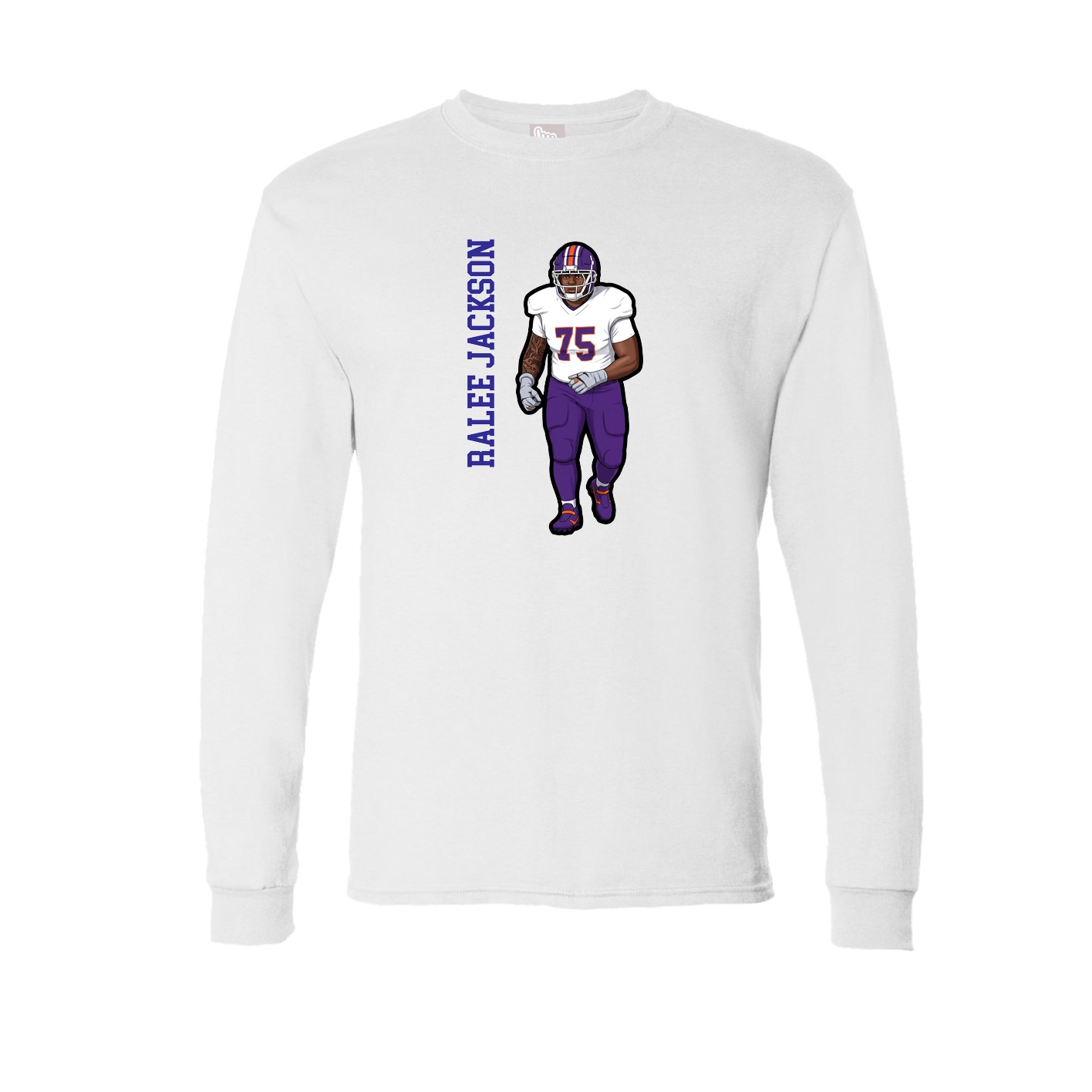 Long Sleeve Tee — Name Vertical in White