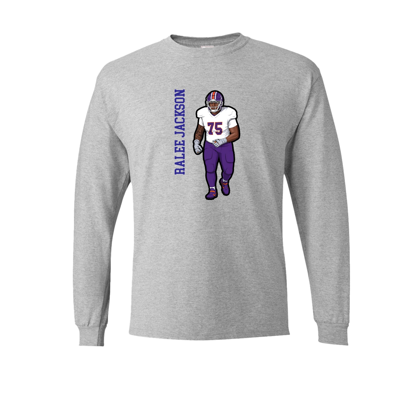 Long Sleeve Tee — Name Vertical in Grey