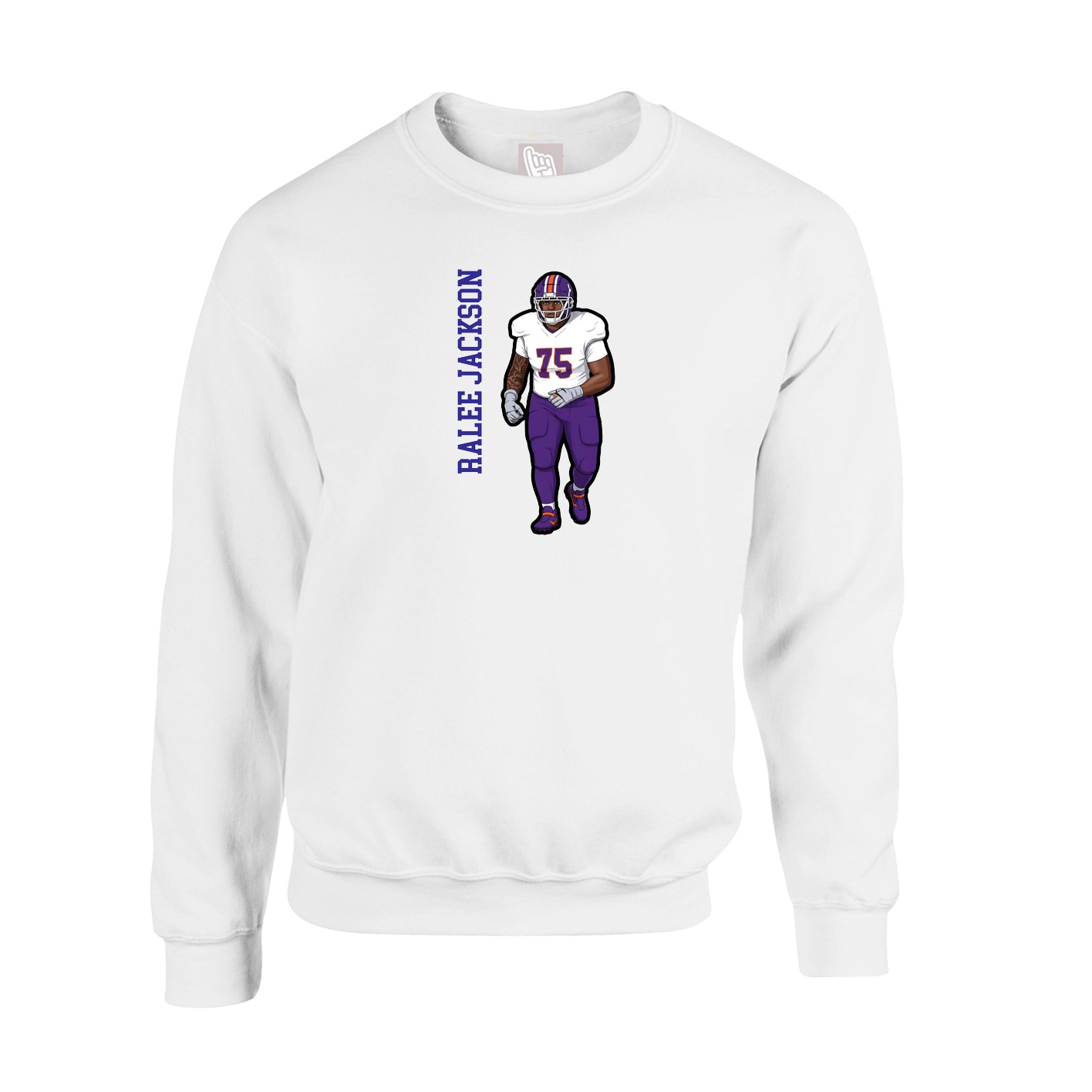 Fleece Crew — Name Vertical in White